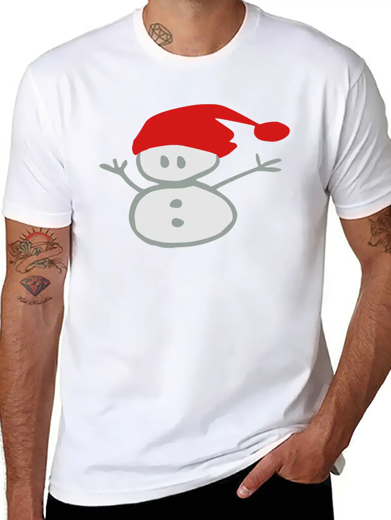 Snowman & Santa_hat Vector Art Soft Cotton Short Sleeve Tee – Unisex Wardrobe Staple