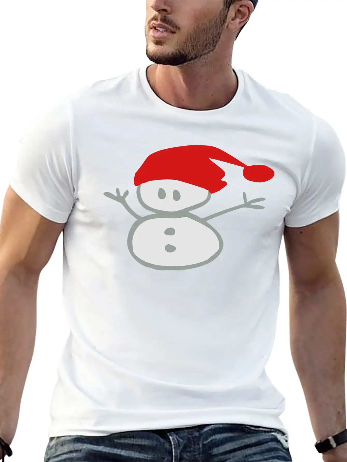 Snowman & Santa_hat Vector Art Soft Cotton Short Sleeve Tee – Unisex Wardrobe Staple