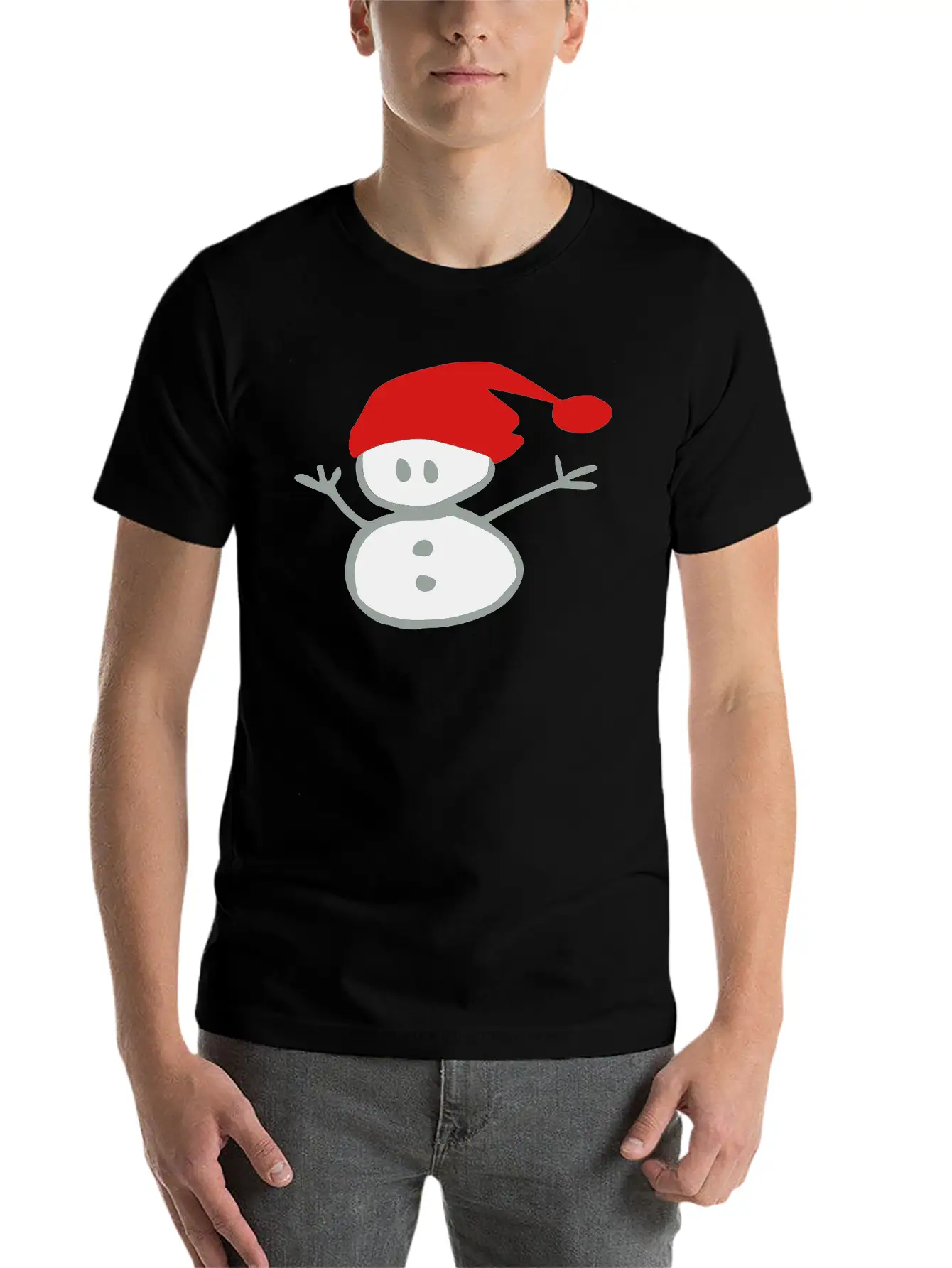 Snowman & Santa_hat Vector Art Soft Cotton Short Sleeve Tee – Unisex Wardrobe Staple