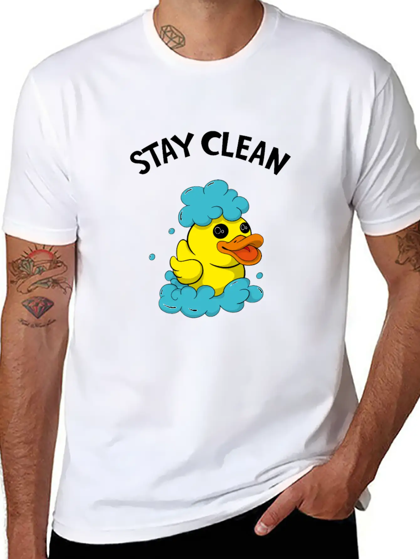 Soapmaker Stay Clean Funny Bath Duck Basic Graphic T-Shirt – Daily Comfort In Soft Cotton