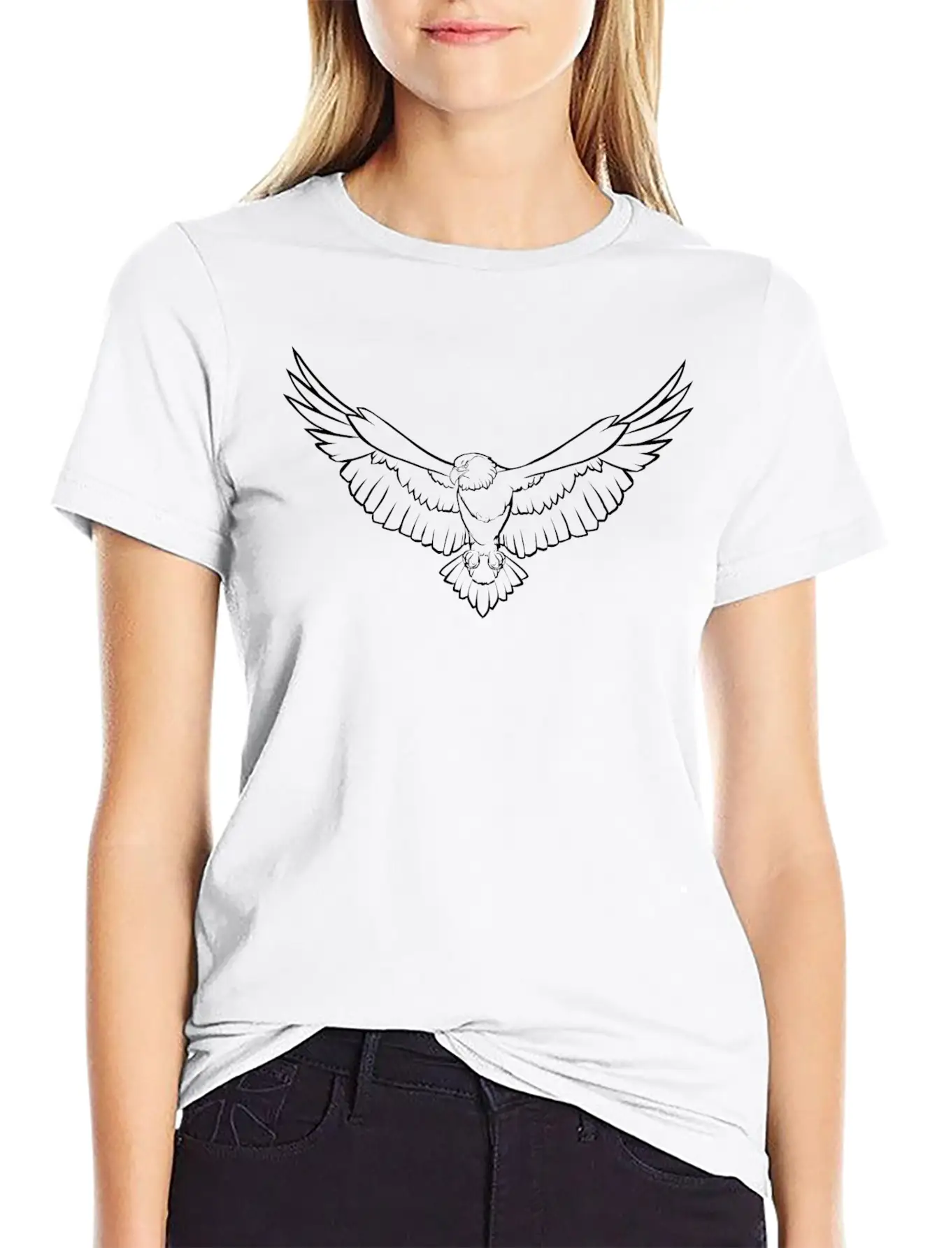 Soaring Eagle Line Art Unisex Casual T-Shirt – Clean Design For Daily Comfort