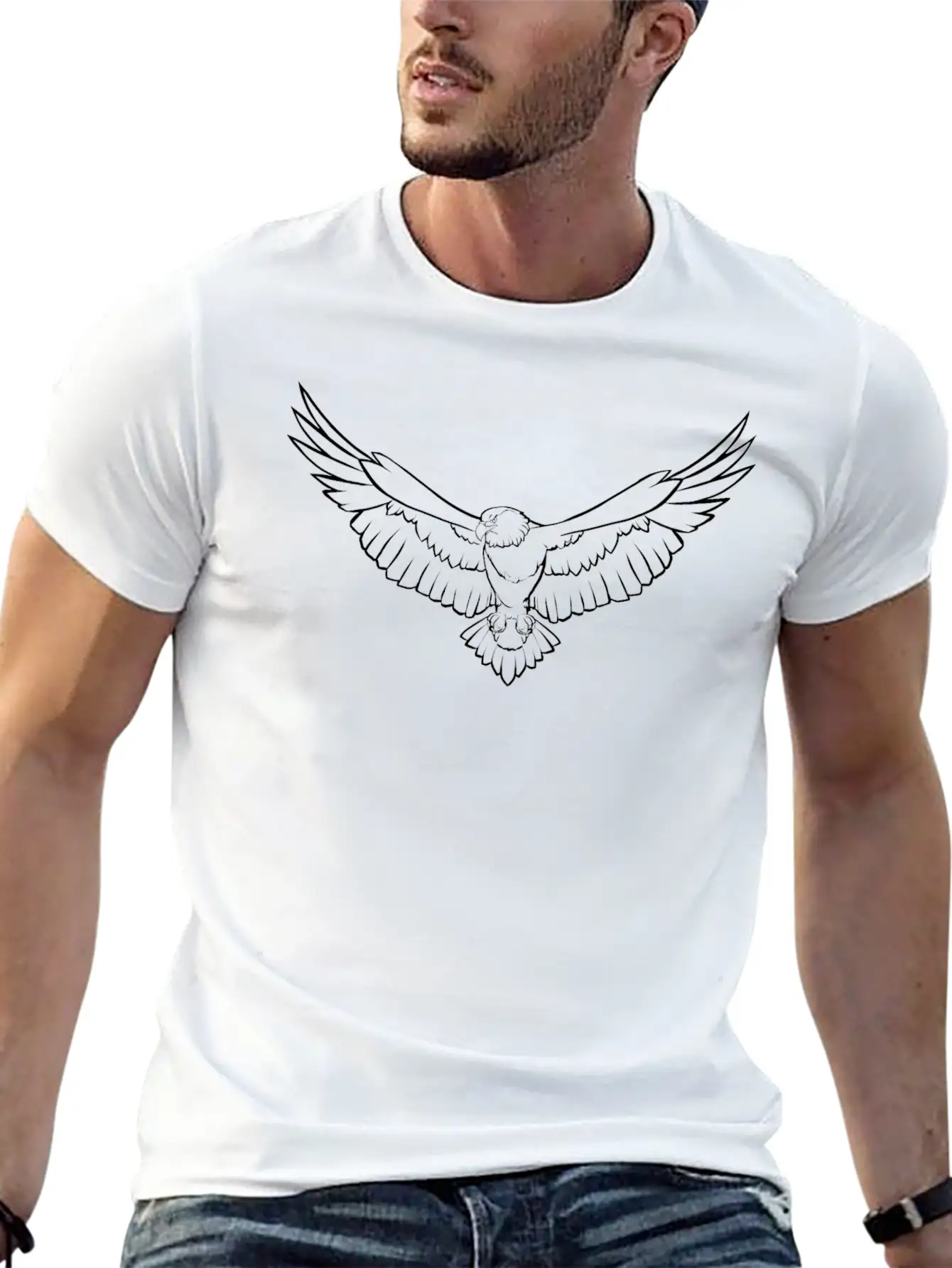 Soaring Eagle Line Art Unisex Casual T-Shirt – Clean Design For Daily Comfort