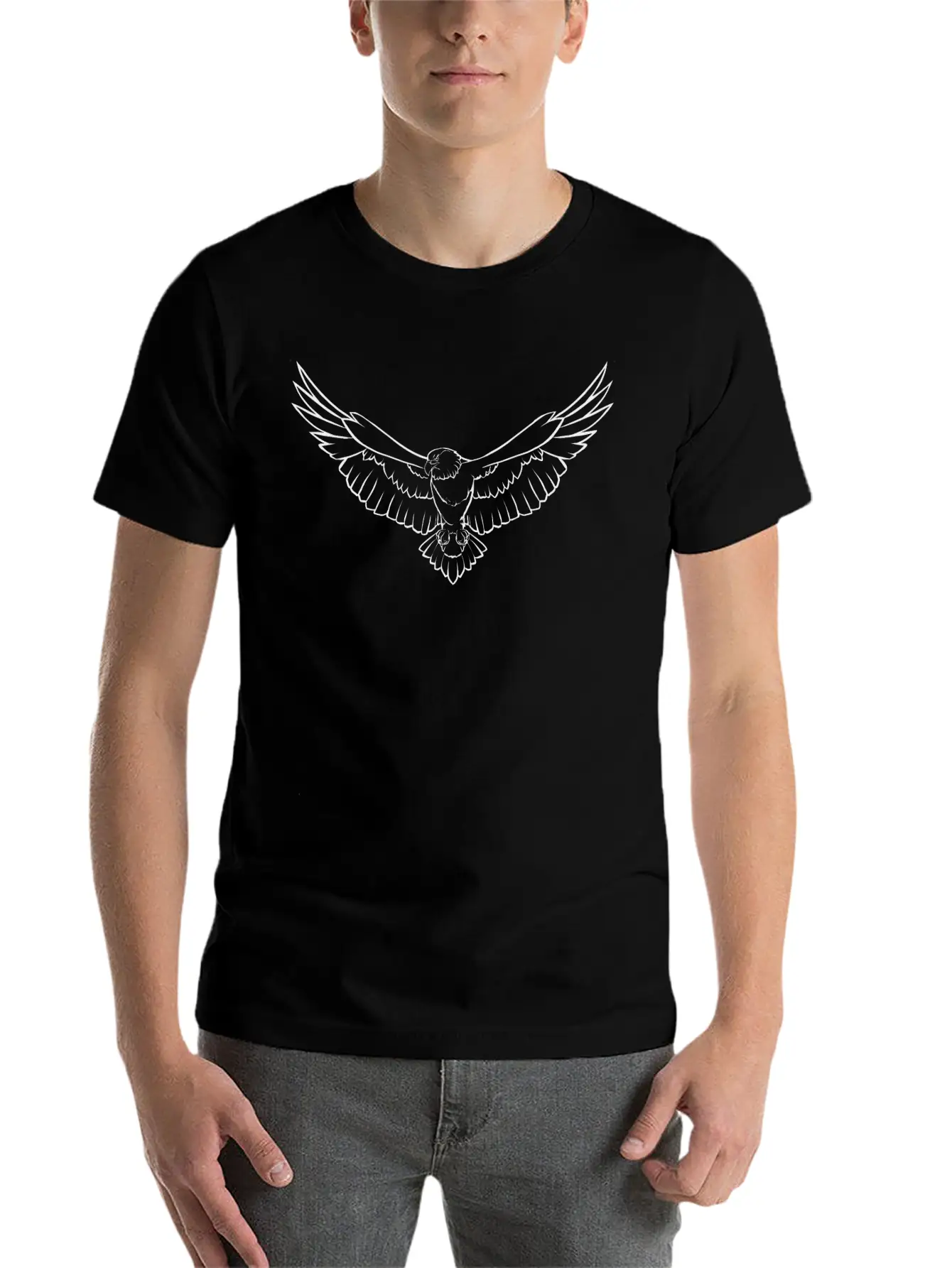 Soaring Eagle Line Art Unisex Casual T-Shirt – Clean Design For Daily Comfort