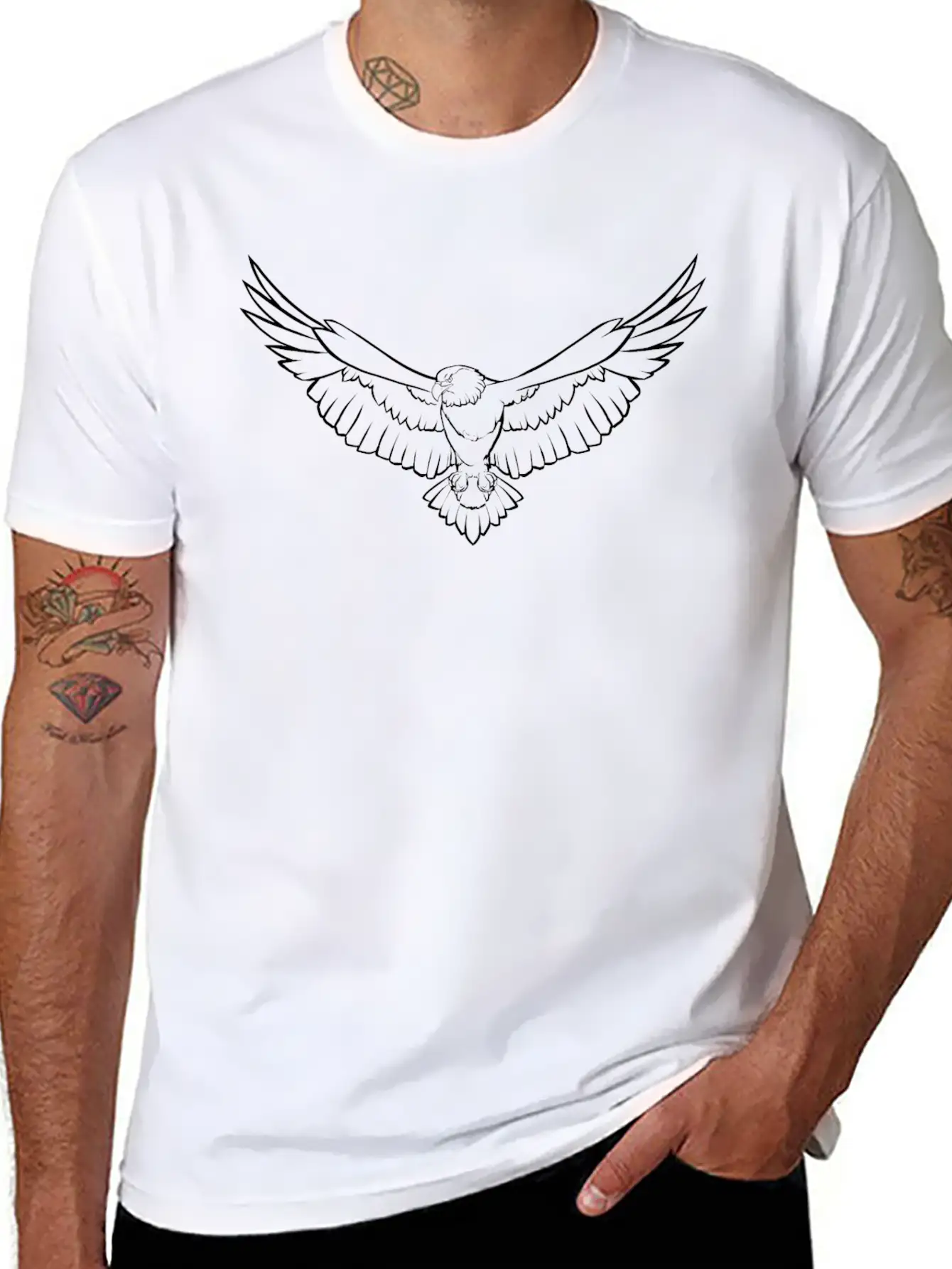 Soaring Eagle Line Art Unisex Casual T-Shirt – Clean Design For Daily Comfort