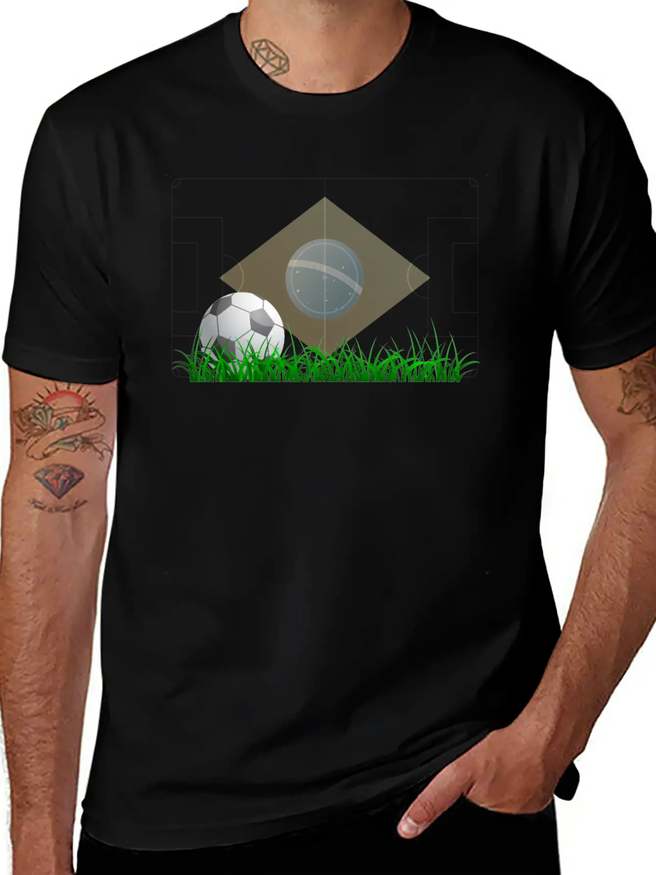 Soccer Ball On Grass Field Lightweight Cotton T-Shirt – Daily Comfort Graphic Shirt