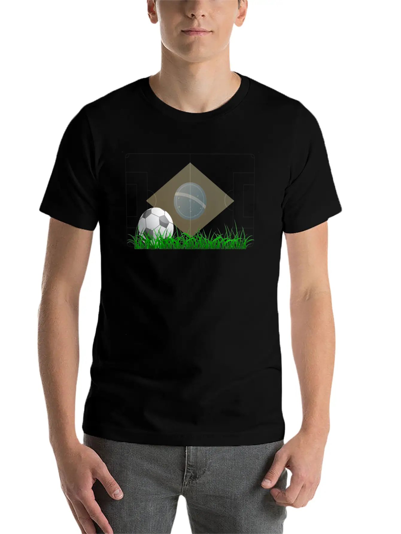 Soccer Ball On Grass Field Lightweight Cotton T-Shirt – Daily Comfort Graphic Shirt