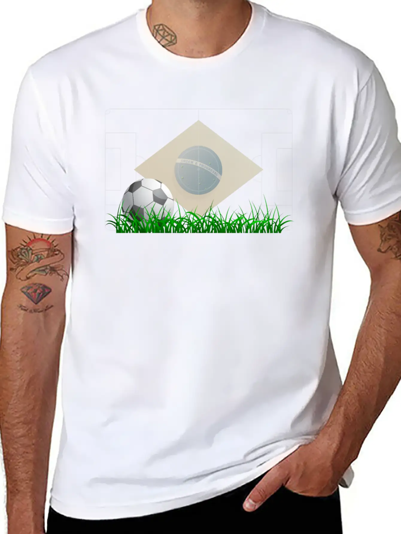 Soccer Ball On Grass Field Lightweight Cotton T-Shirt – Daily Comfort Graphic Shirt