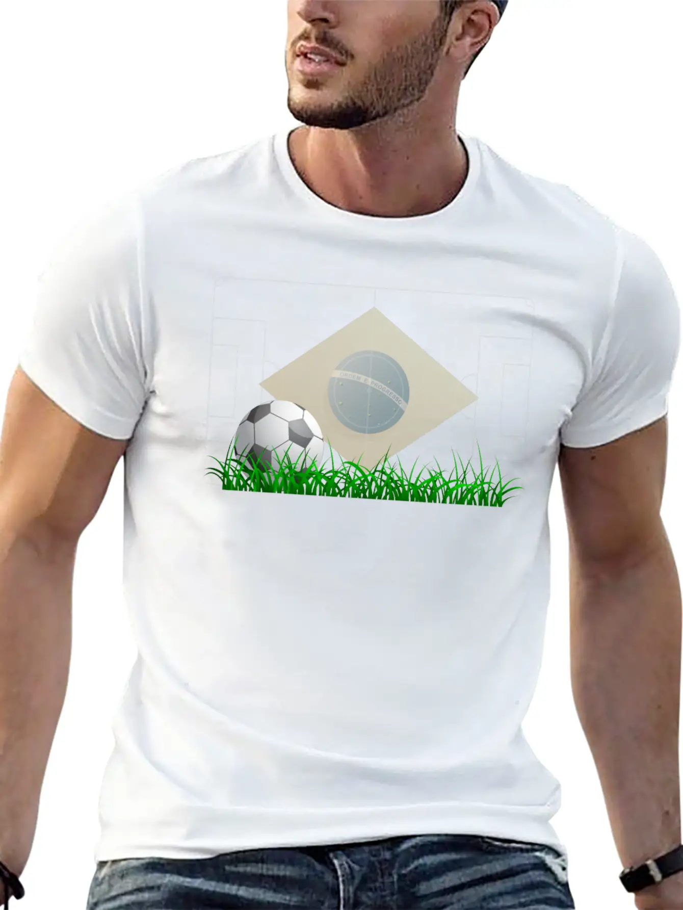 Soccer Ball On Grass Field Lightweight Cotton T-Shirt – Daily Comfort Graphic Shirt
