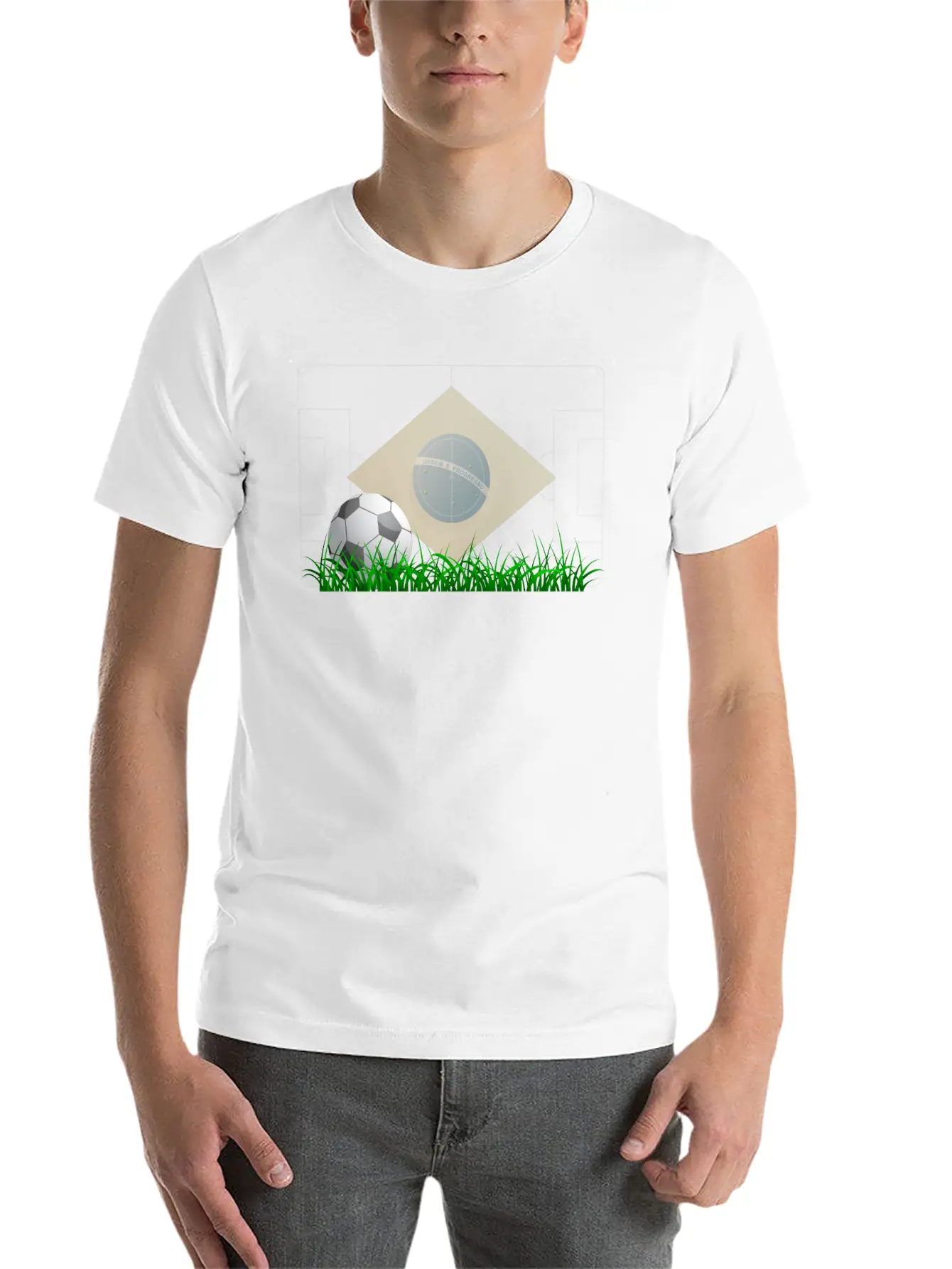 Soccer Ball On Grass Field Lightweight Cotton T-Shirt – Daily Comfort Graphic Shirt