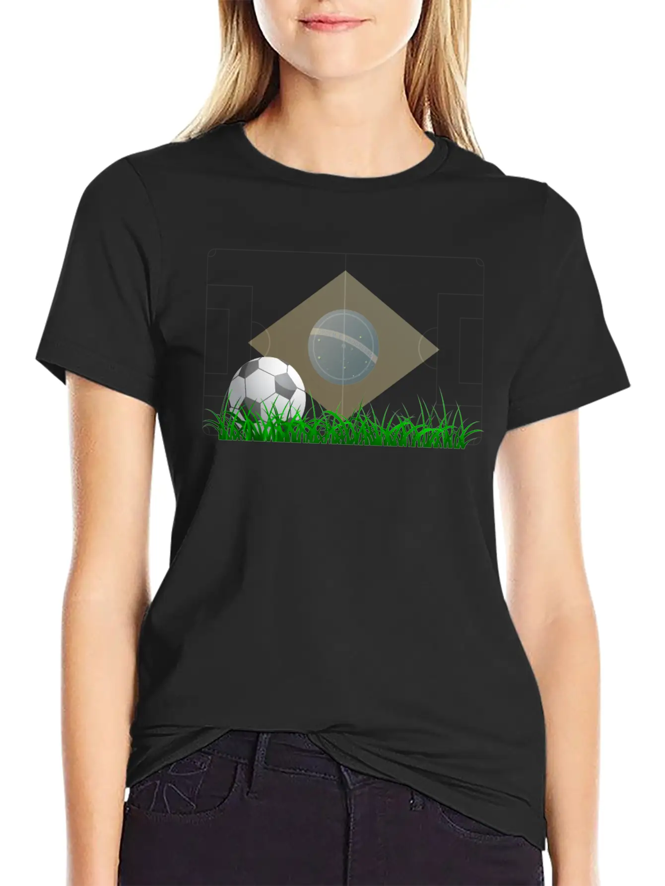Soccer Ball On Grass Field Lightweight Cotton T-Shirt – Daily Comfort Graphic Shirt