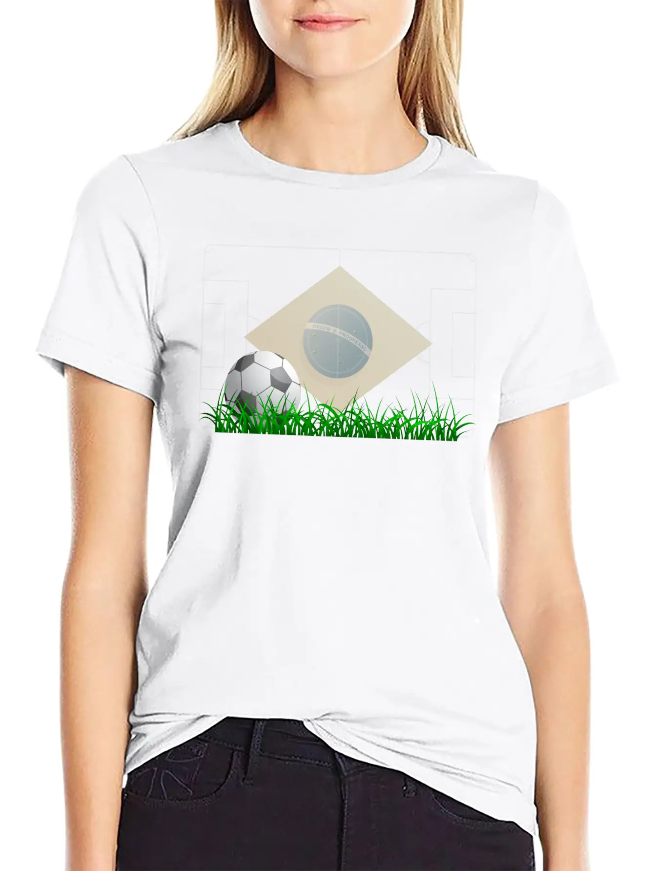 Soccer Ball On Grass Field Lightweight Cotton T-Shirt – Daily Comfort Graphic Shirt