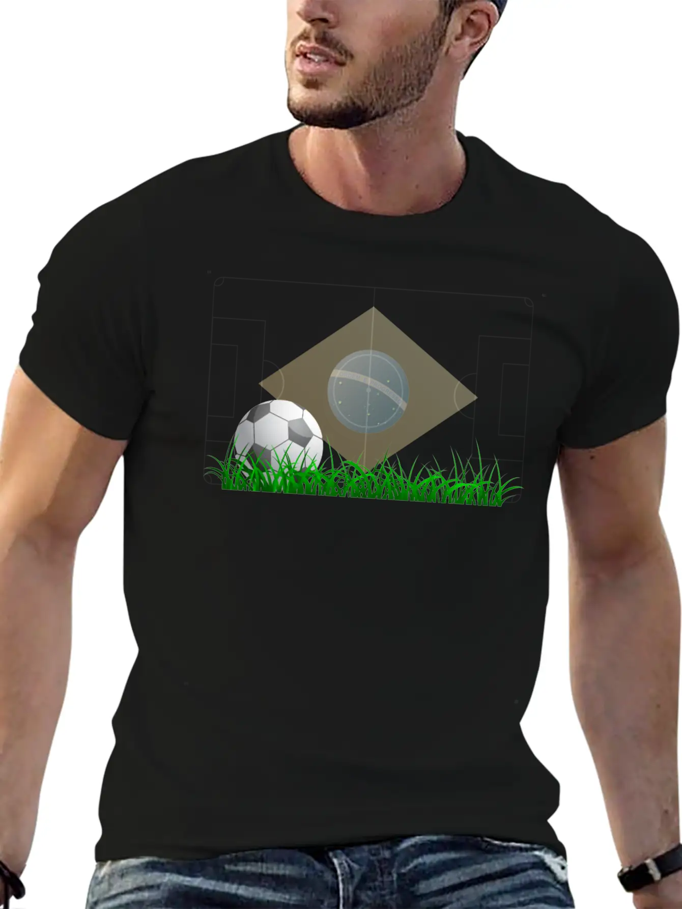 Soccer Ball On Grass Field Lightweight Cotton T-Shirt – Daily Comfort Graphic Shirt