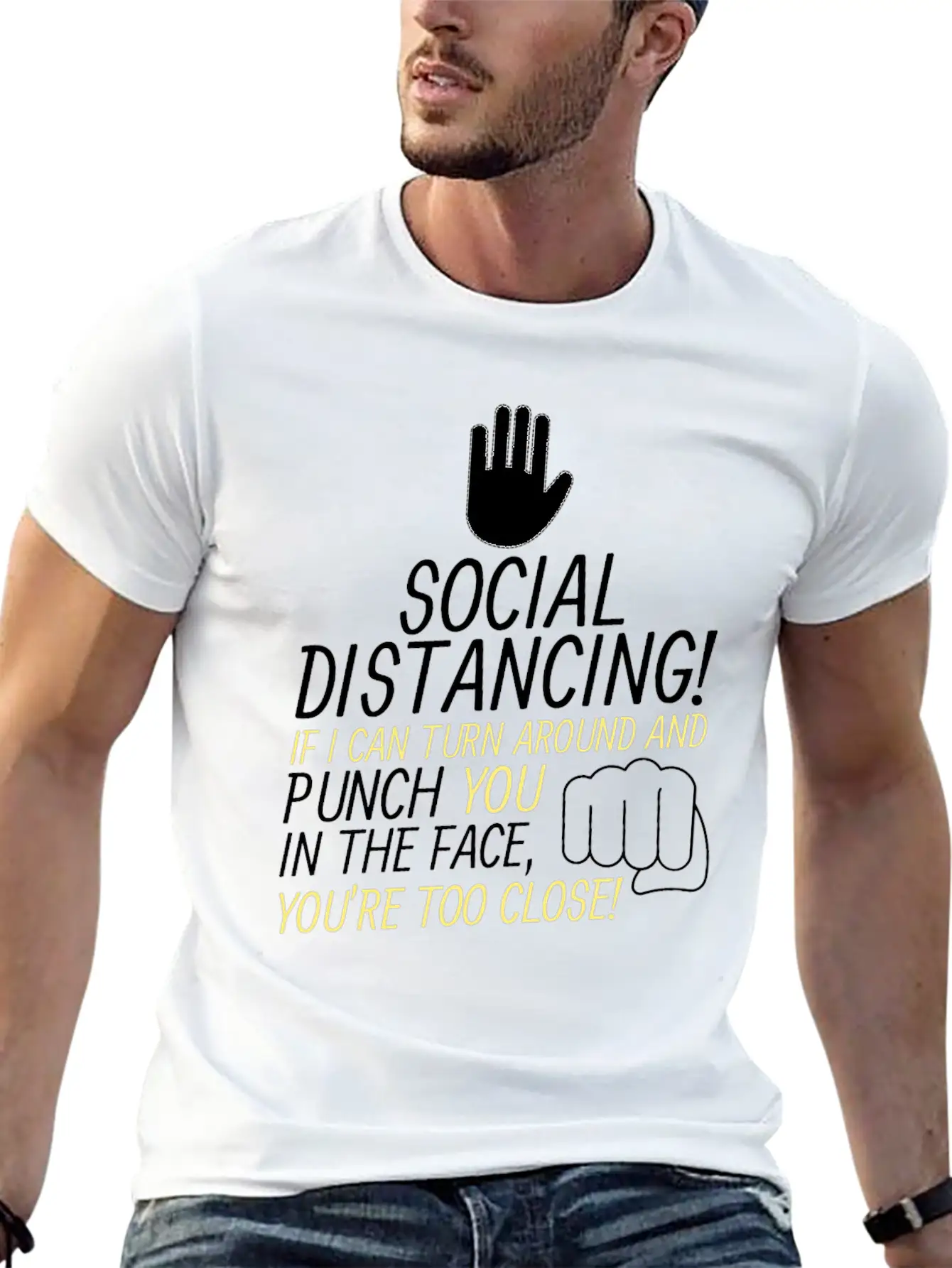 Social Distancing If I Can Turn Around And Punch Basic Graphic T-Shirt – Daily Comfort In Soft Cotton