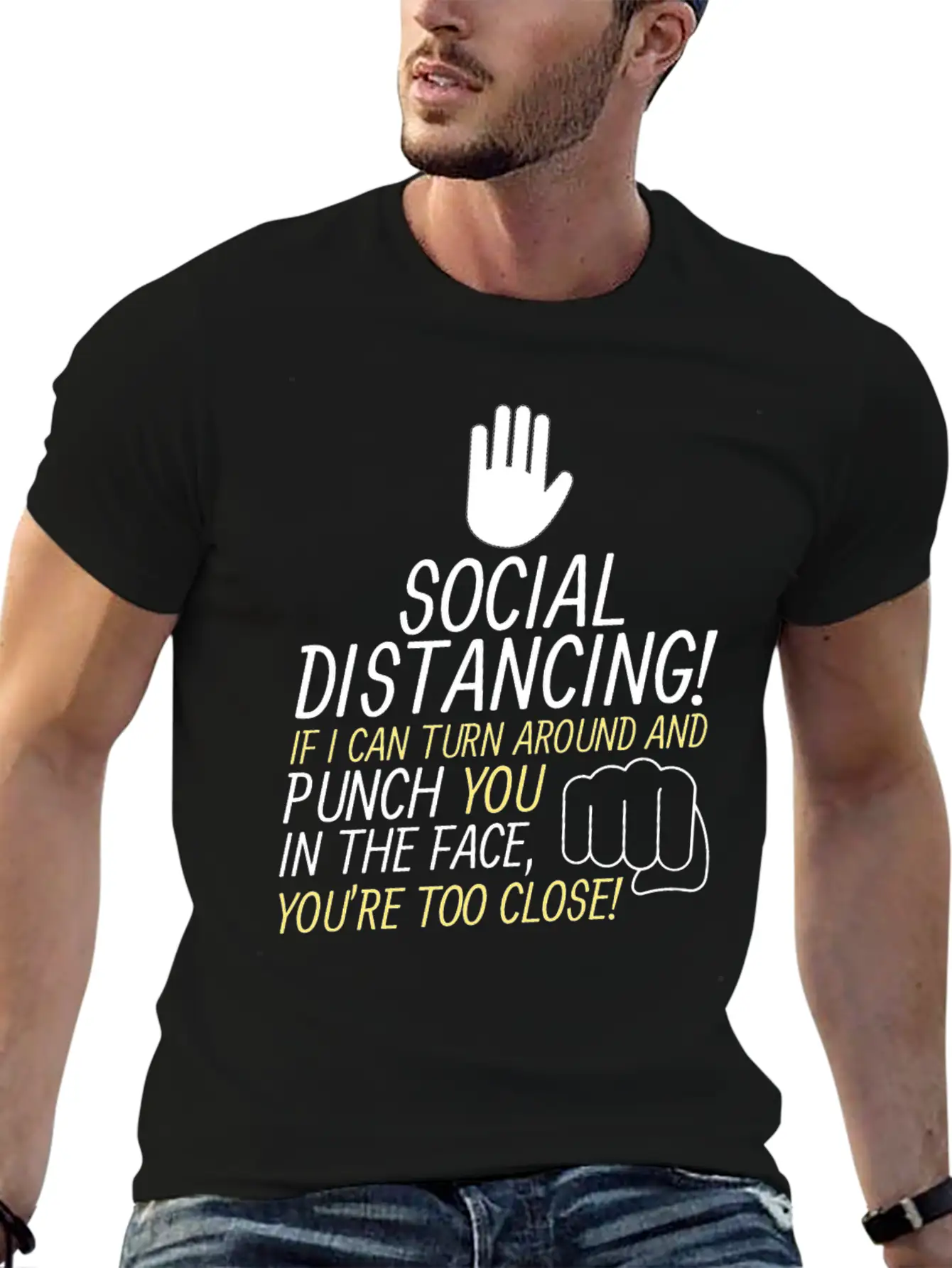Social Distancing If I Can Turn Around And Punch Basic Graphic T-Shirt – Daily Comfort In Soft Cotton