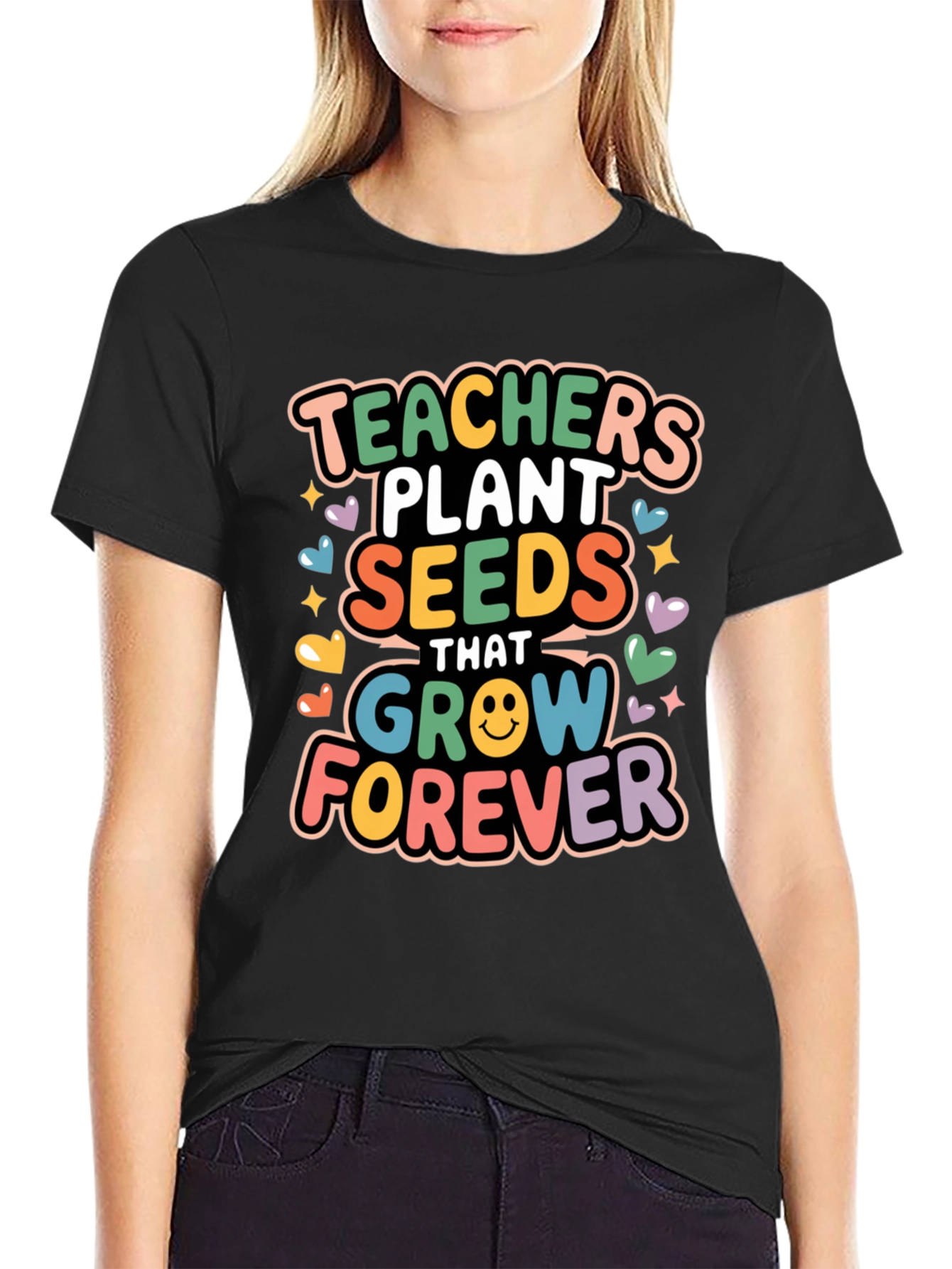 Teachers Plant Seeds T-Shirt - Black Cotton Blend