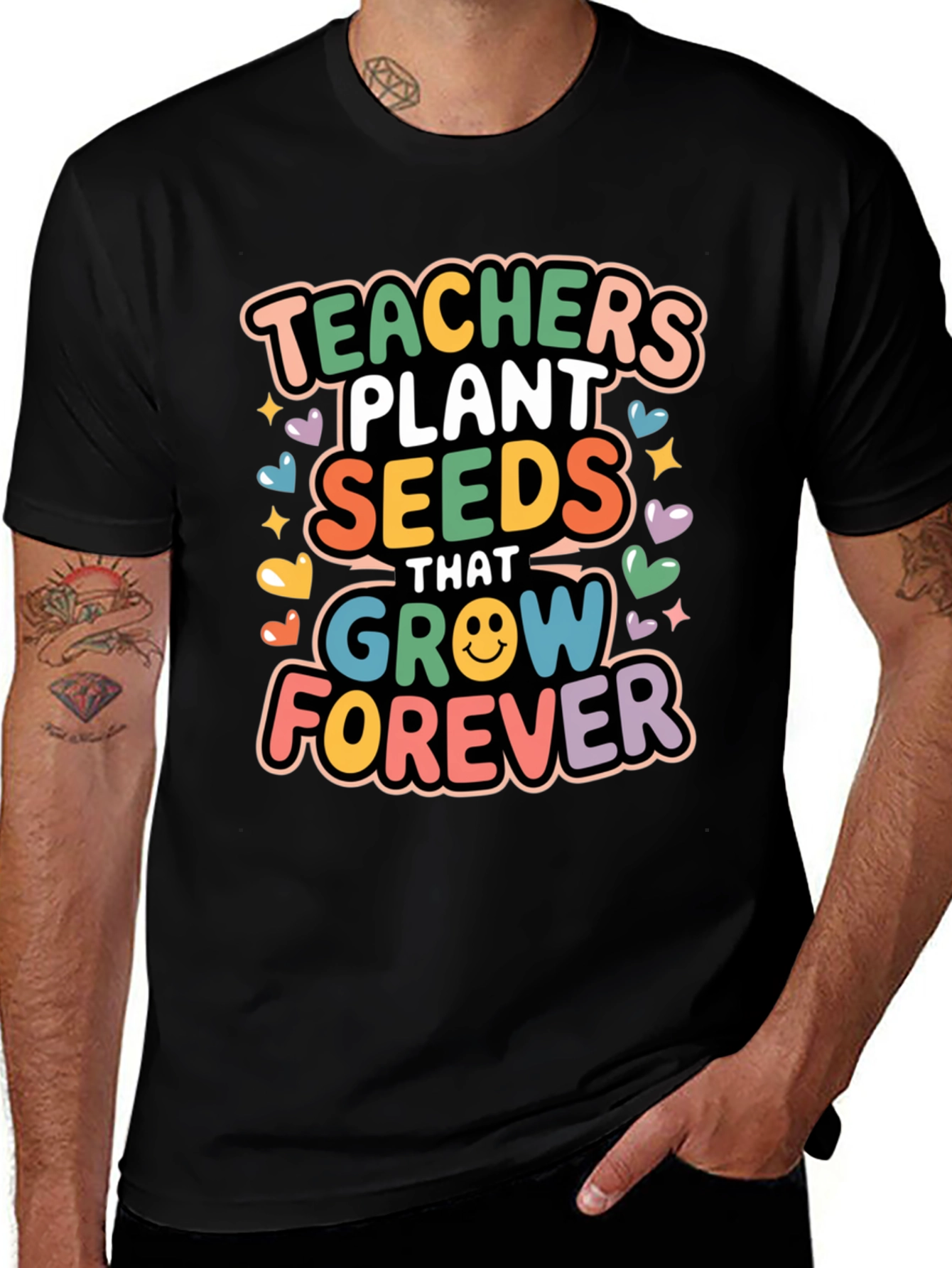 Teachers Plant Seeds T-Shirt - Black Cotton Blend