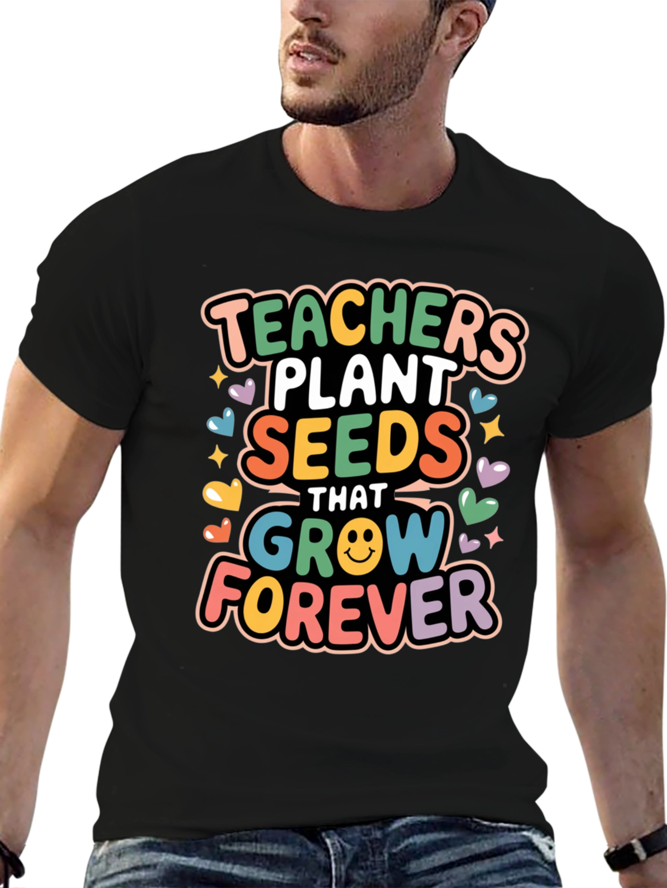 Teachers Plant Seeds T-Shirt - Black Cotton Blend