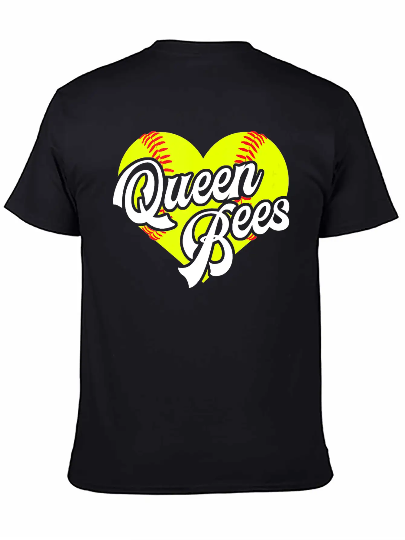 Softball Heart Queen Bees Team T Ball League Girls Unisex Casual T-Shirt – Clean Design For Daily Comfort