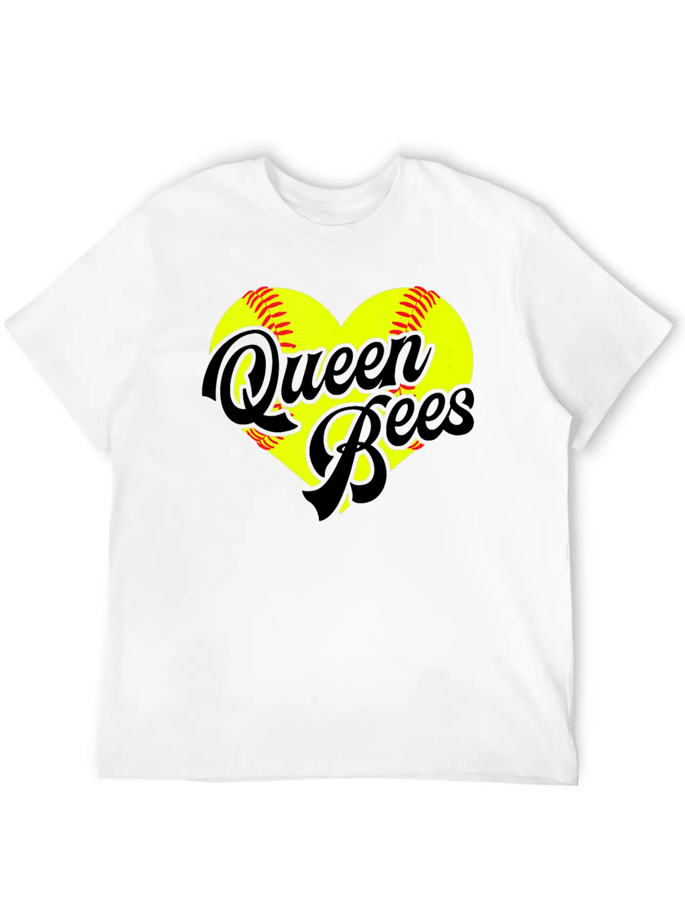 Softball Heart Queen Bees Team T Ball League Girls Unisex Casual T-Shirt – Clean Design For Daily Comfort