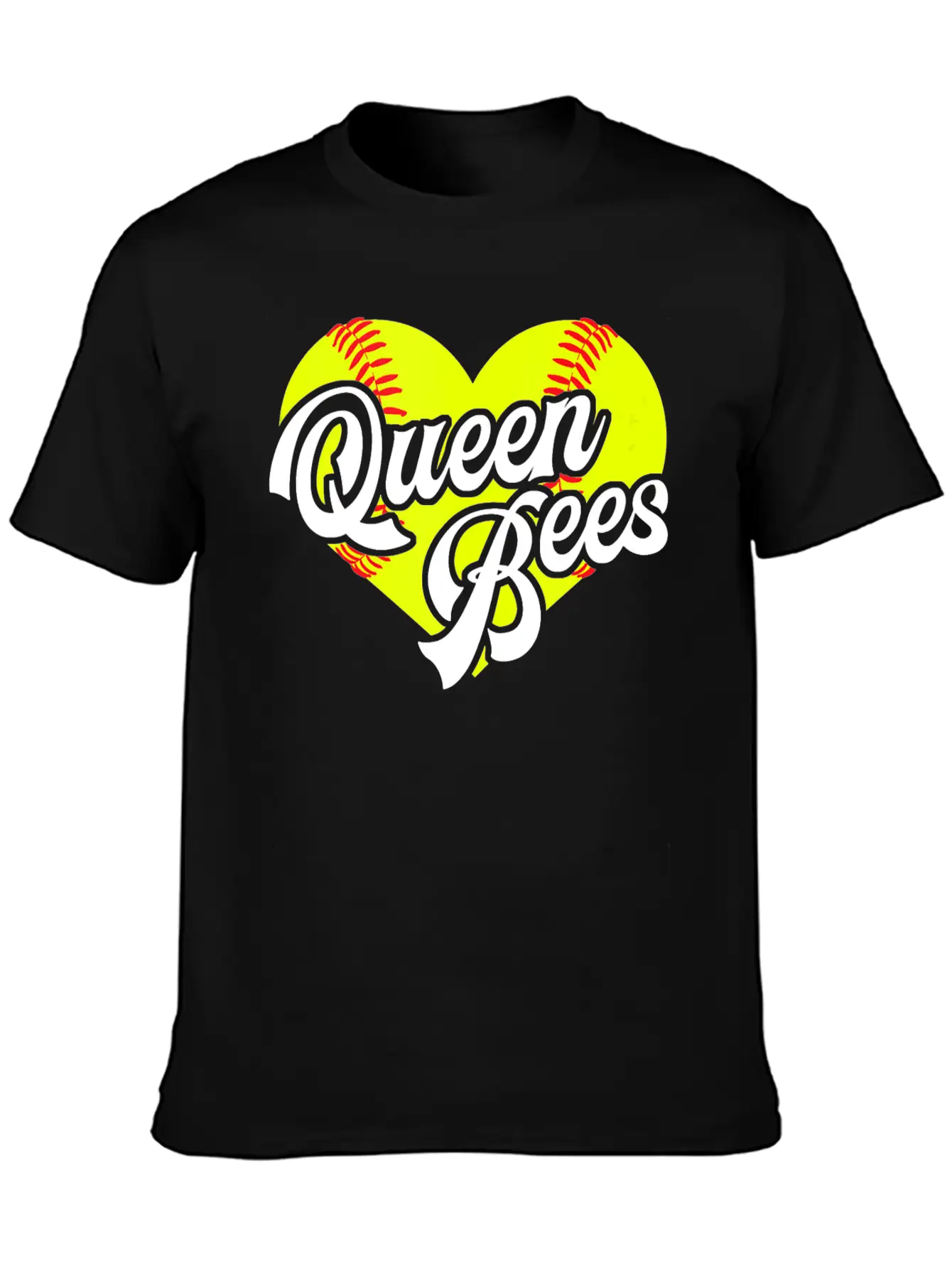 Softball Heart Queen Bees Team T Ball League Girls Unisex Casual T-Shirt – Clean Design For Daily Comfort