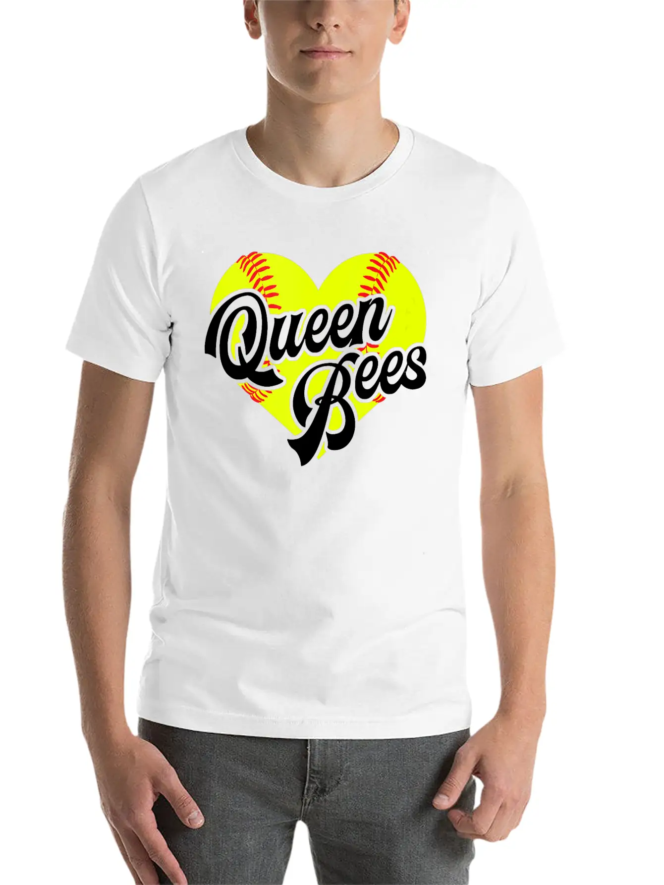 Softball Heart Queen Bees Team T Ball League Girls Unisex Casual T-Shirt – Clean Design For Daily Comfort