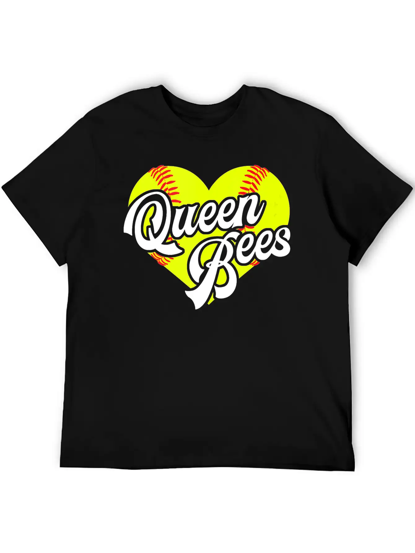 Softball Heart Queen Bees Team T Ball League Girls Unisex Casual T-Shirt – Clean Design For Daily Comfort