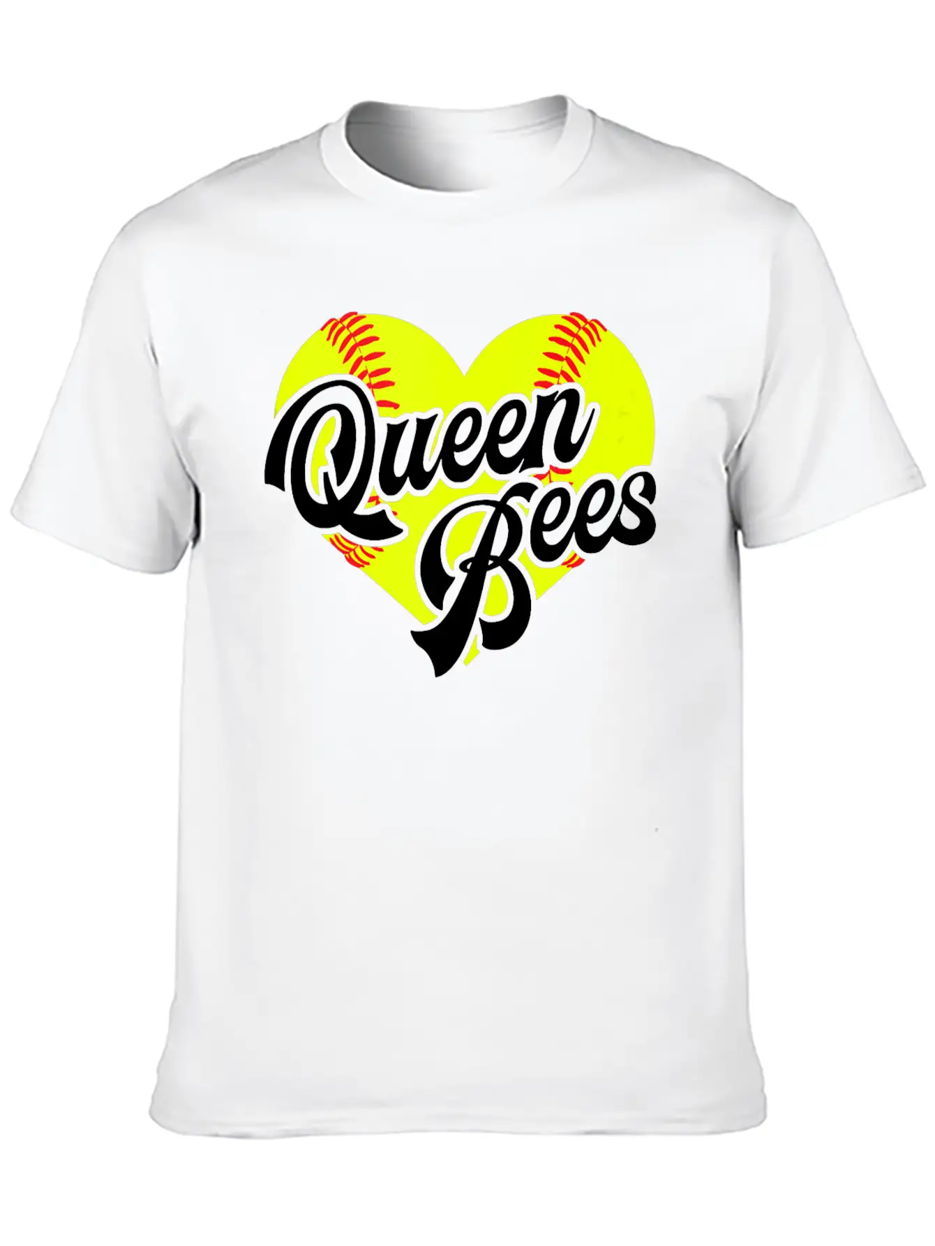 Softball Heart Queen Bees Team T Ball League Girls Unisex Casual T-Shirt – Clean Design For Daily Comfort