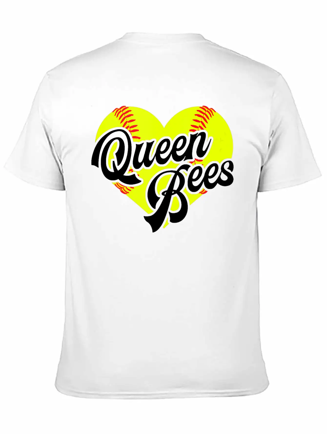 Softball Heart Queen Bees Team T Ball League Girls Unisex Casual T-Shirt – Clean Design For Daily Comfort