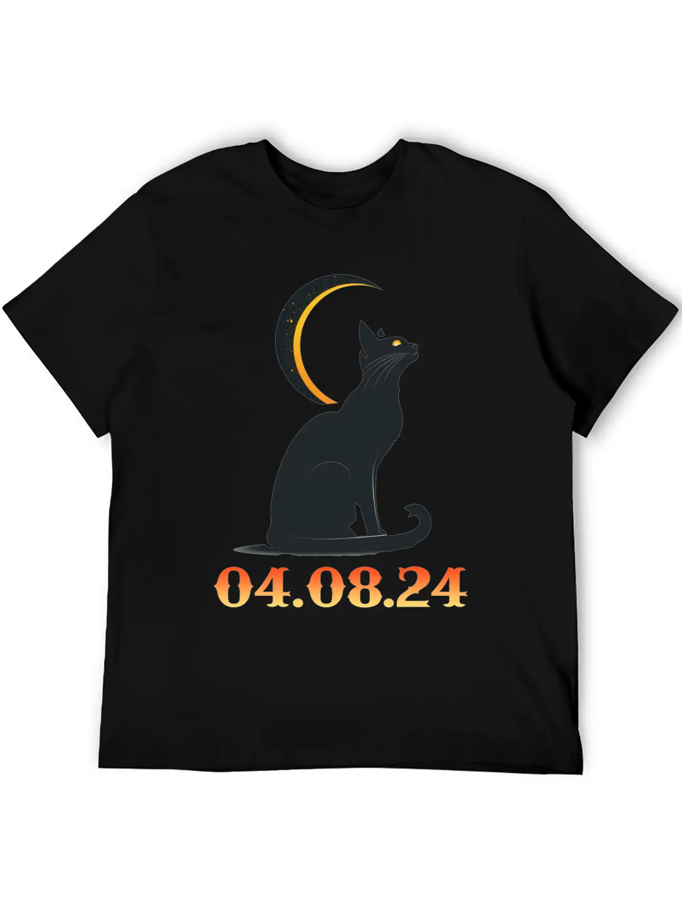 Solar Eclipse April 8 2024 Cat Total Solar Eclipse Basic Graphic T-Shirt – Daily Comfort In Soft Cotton