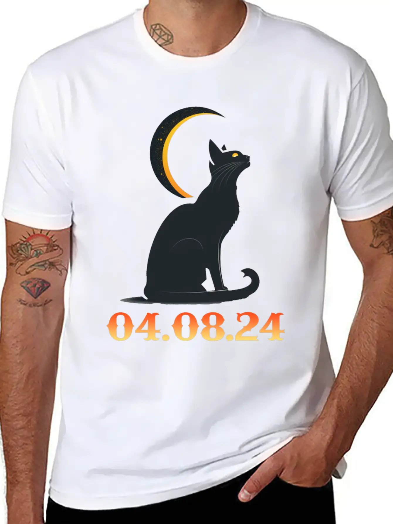Solar Eclipse April 8 2024 Cat Total Solar Eclipse Basic Graphic T-Shirt – Daily Comfort In Soft Cotton