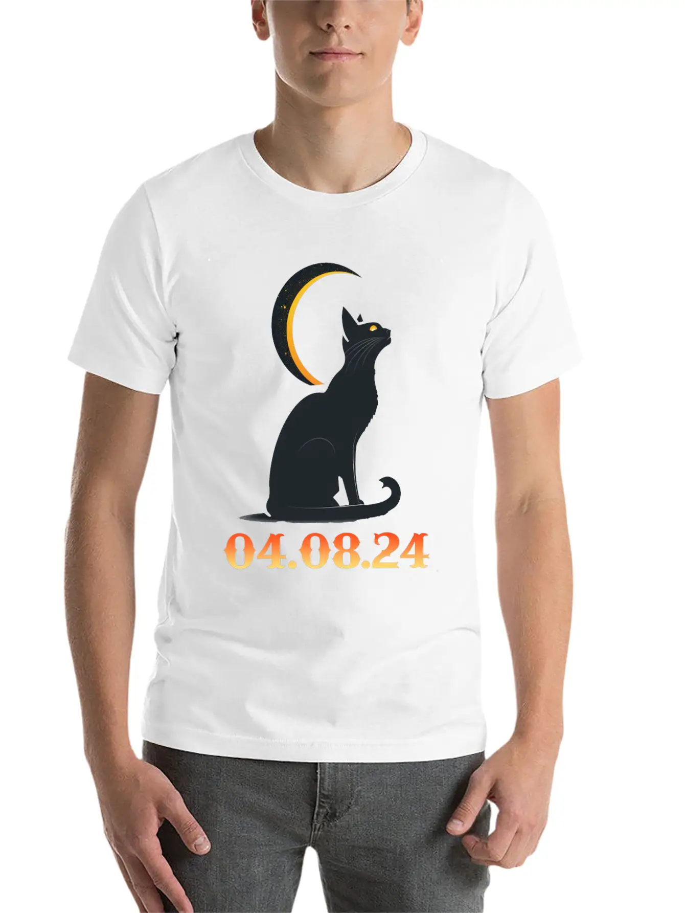 Solar Eclipse April 8 2024 Cat Total Solar Eclipse Basic Graphic T-Shirt – Daily Comfort In Soft Cotton