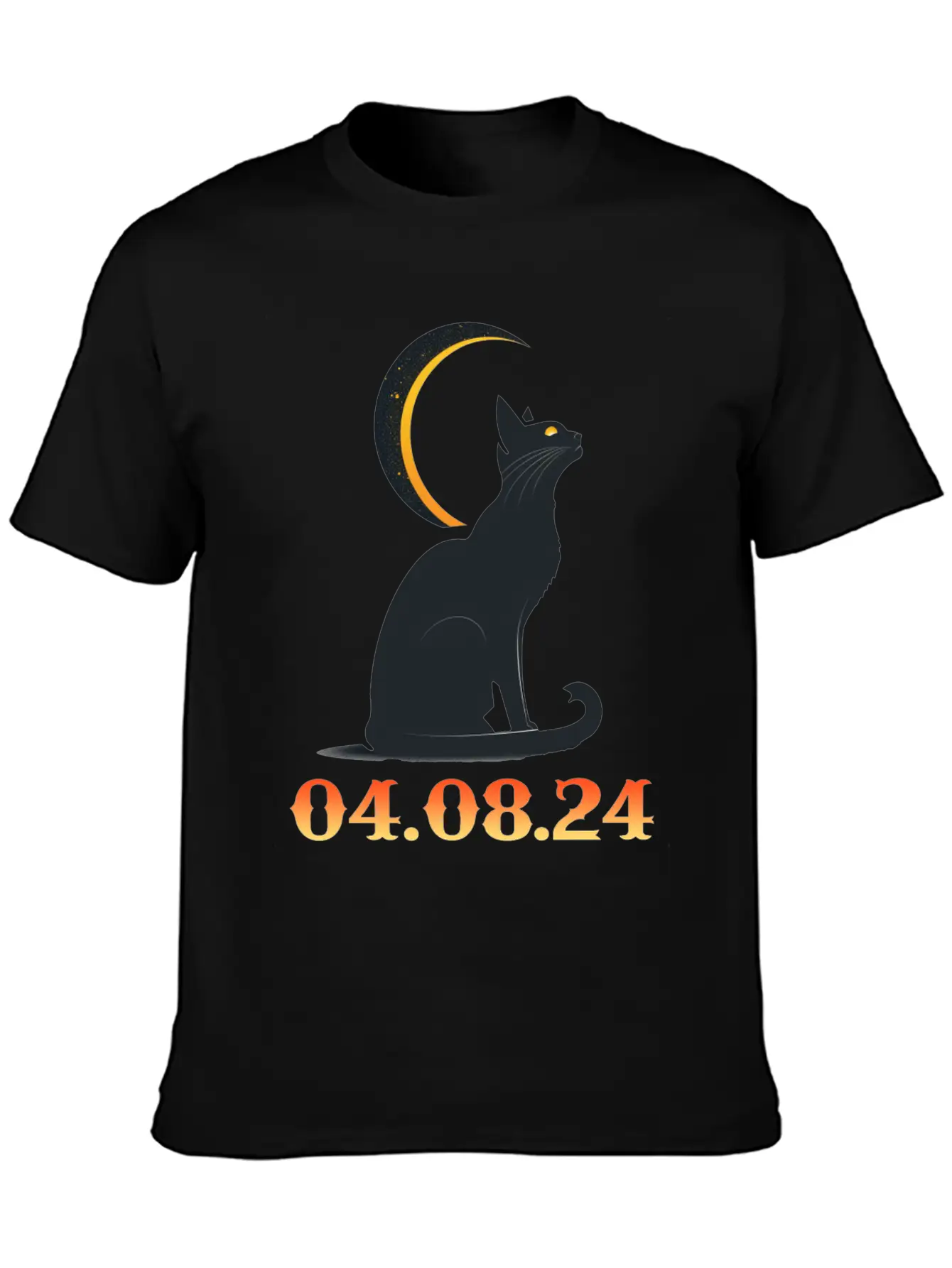 Solar Eclipse April 8 2024 Cat Total Solar Eclipse Basic Graphic T-Shirt – Daily Comfort In Soft Cotton