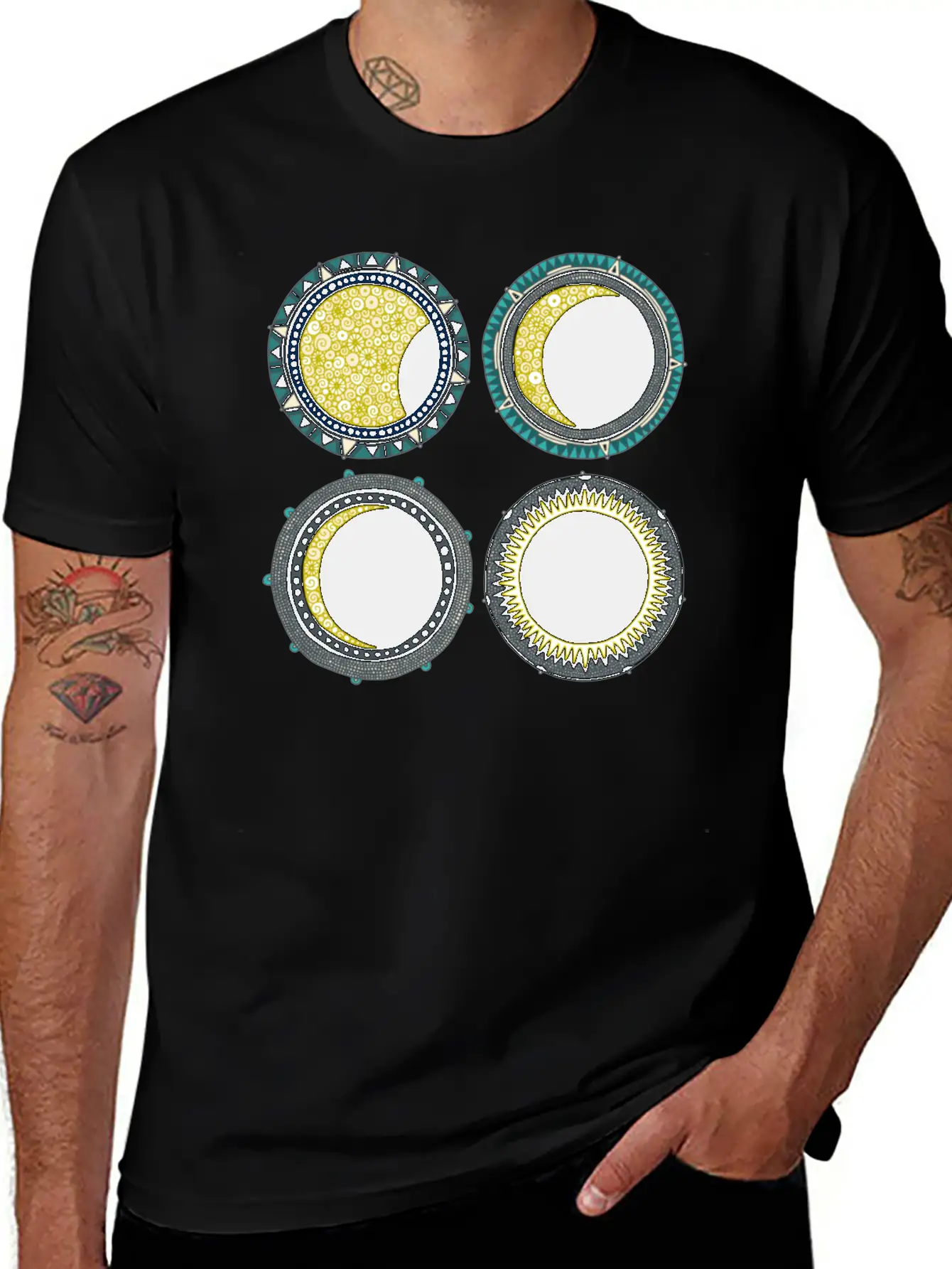 Solar Eclipse Mandala Lightweight Cotton T-Shirt – Daily Comfort Graphic Shirt