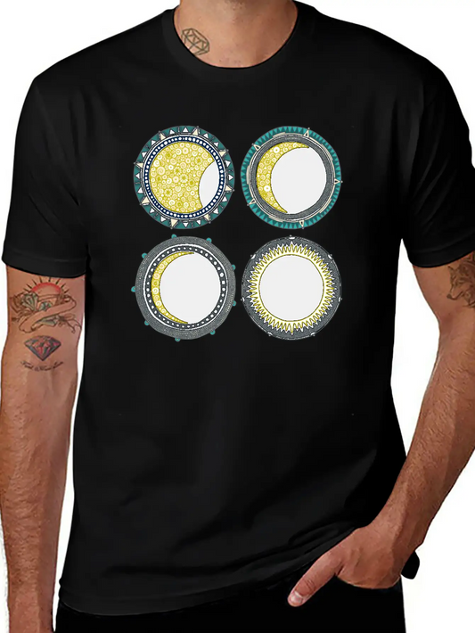 Solar Eclipse Mandala Lightweight Cotton T-Shirt – Daily Comfort Graphic Shirt