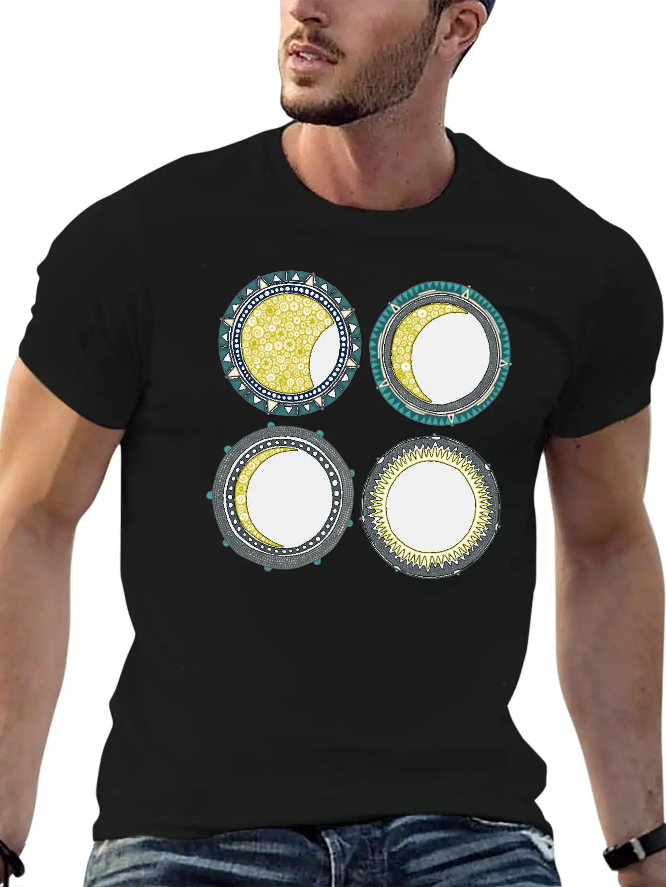 Solar Eclipse Mandala Lightweight Cotton T-Shirt – Daily Comfort Graphic Shirt