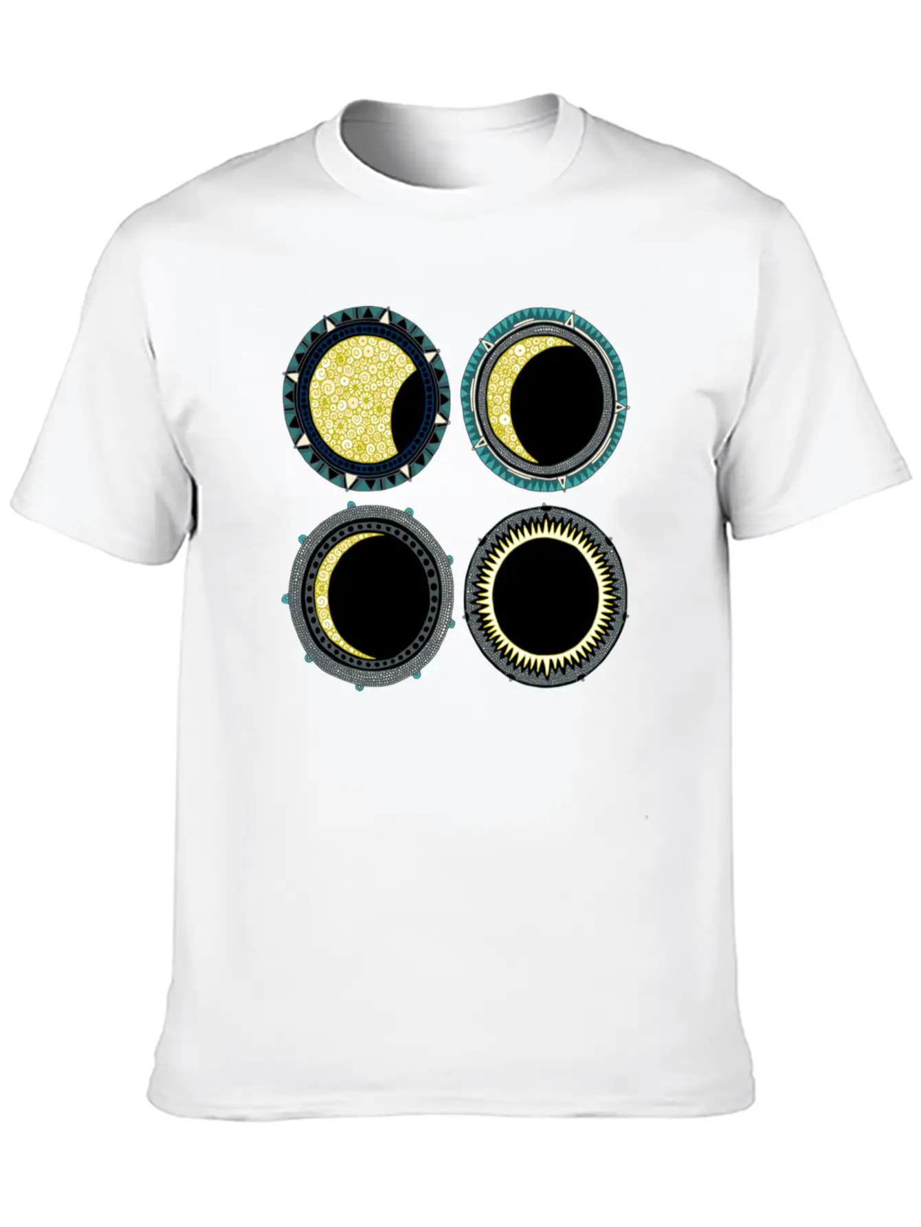 Solar Eclipse Mandala Lightweight Cotton T-Shirt – Daily Comfort Graphic Shirt