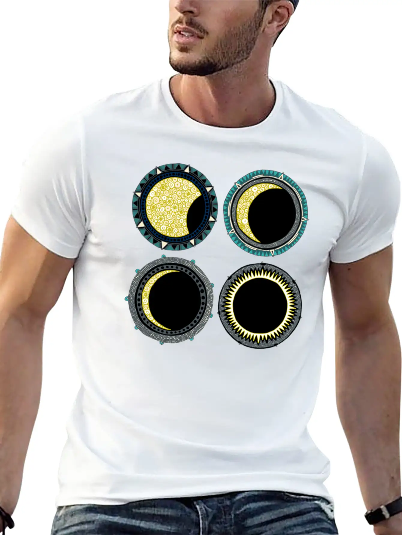 Solar Eclipse Mandala Lightweight Cotton T-Shirt – Daily Comfort Graphic Shirt