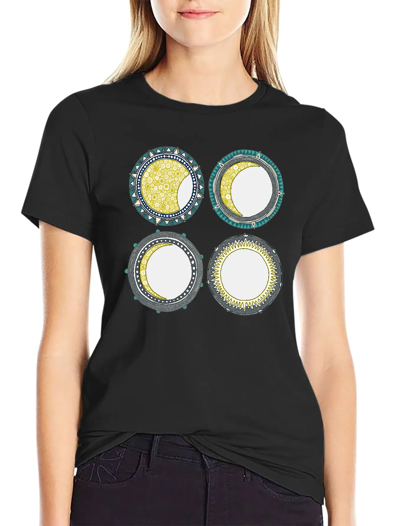 Solar Eclipse Mandala Lightweight Cotton T-Shirt – Daily Comfort Graphic Shirt