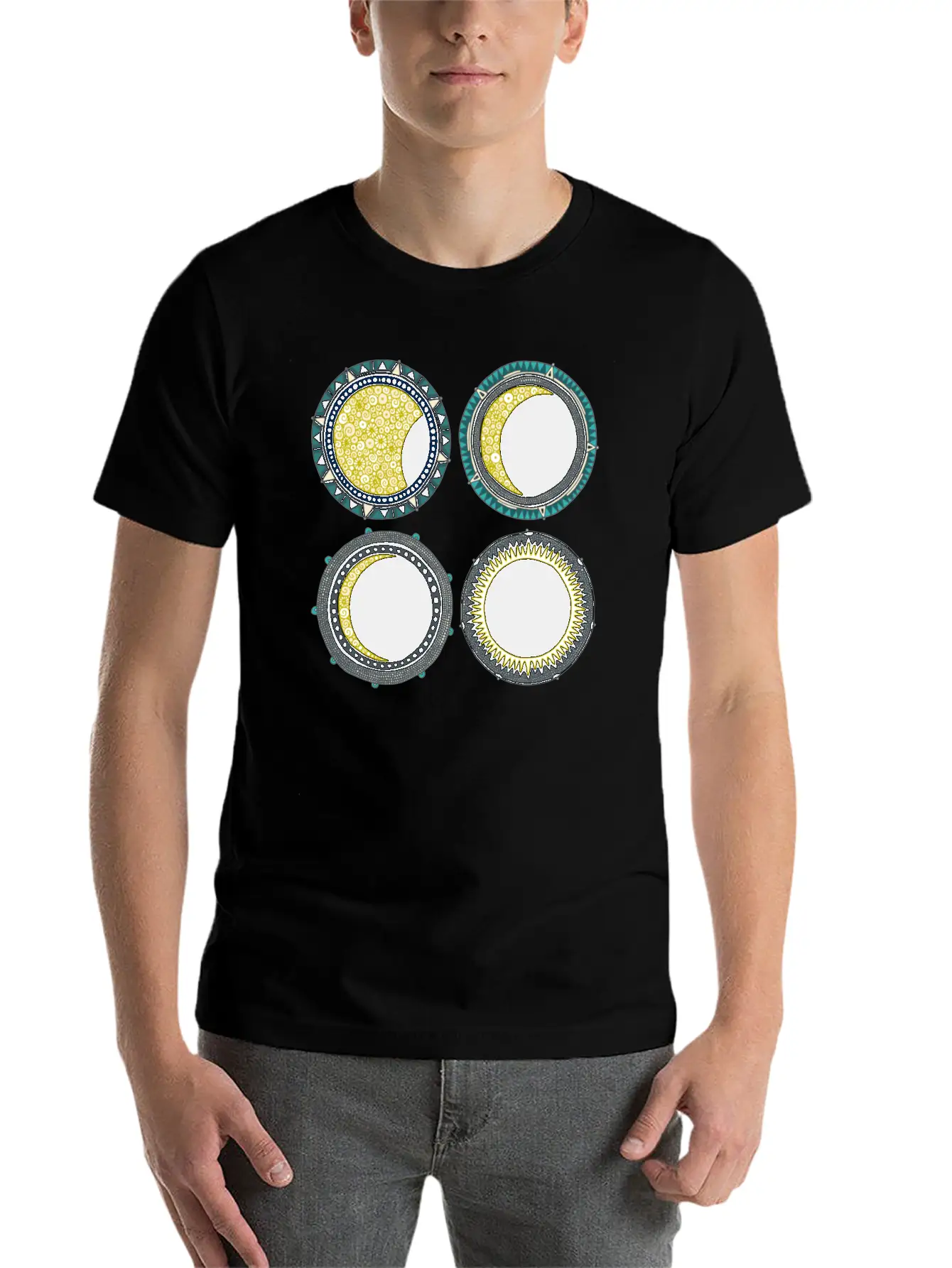 Solar Eclipse Mandala Lightweight Cotton T-Shirt – Daily Comfort Graphic Shirt