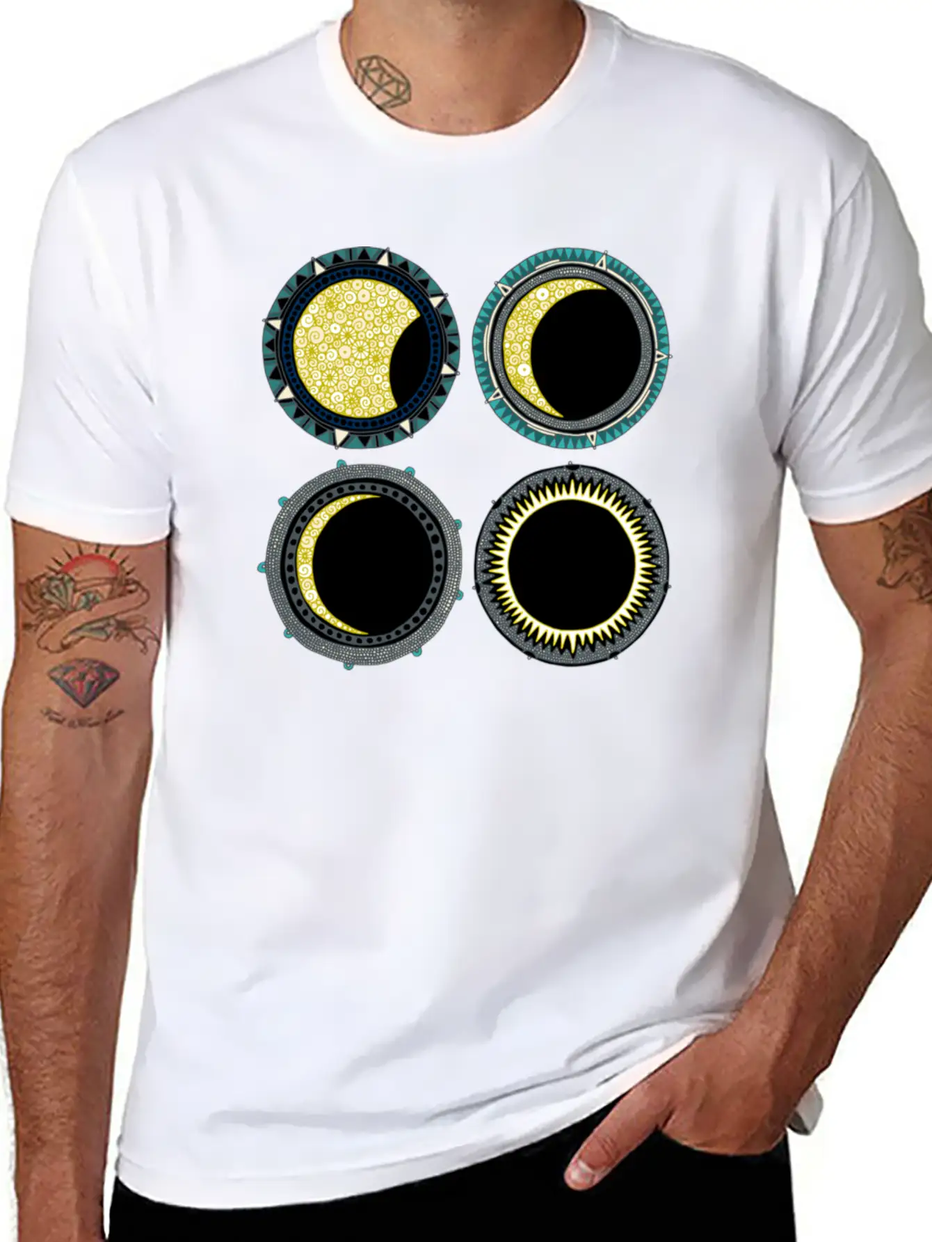 Solar Eclipse Mandala Lightweight Cotton T-Shirt – Daily Comfort Graphic Shirt