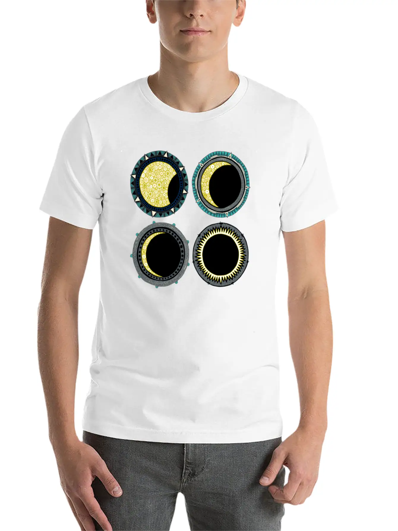 Solar Eclipse Mandala Lightweight Cotton T-Shirt – Daily Comfort Graphic Shirt