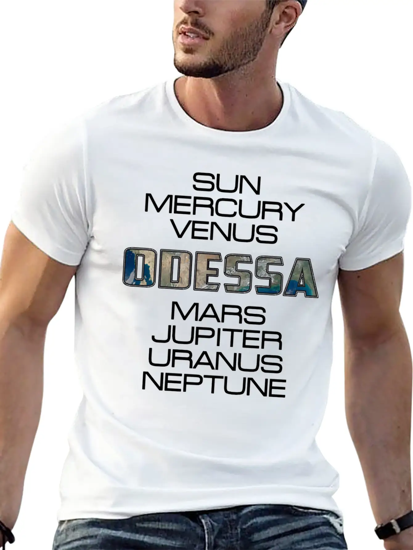 Solar System Planet Earth Odessa Gift Classic Fit Graphic Tee For Daily Comfort – Unisex Cotton Shirt