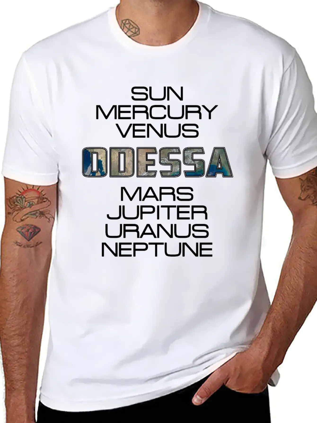 Solar System Planet Earth Odessa Gift Classic Fit Graphic Tee For Daily Comfort – Unisex Cotton Shirt