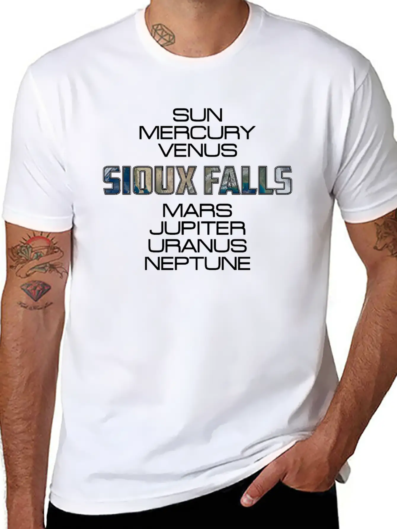 Solar System Planet Earth Sioux Falls Gift Basic Graphic T-Shirt – Daily Comfort In Soft Cotton