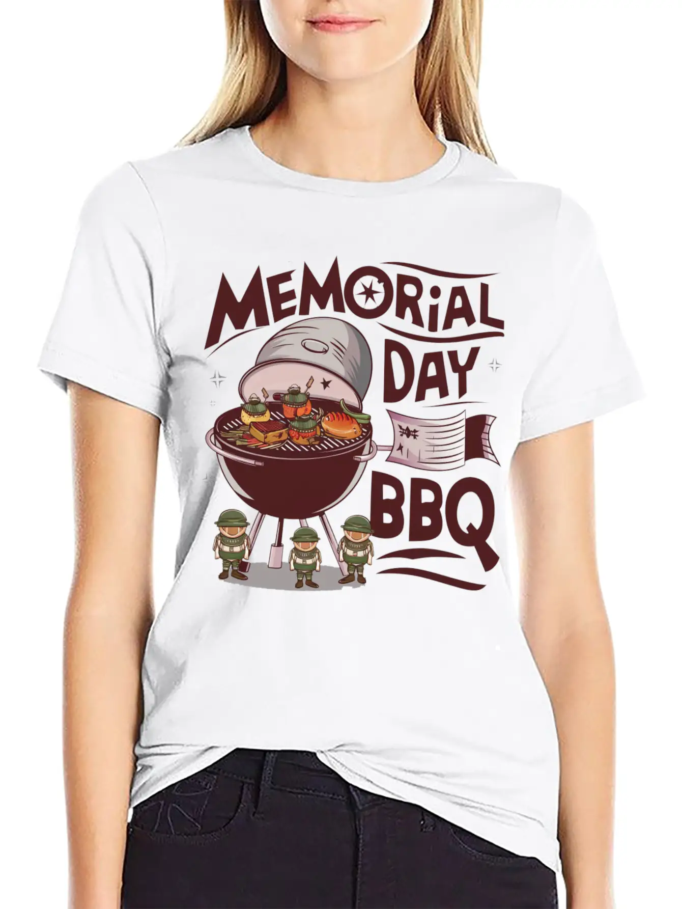 Solider Happy Memorial Day With Bbq Lightweight Cotton T-Shirt – Daily Comfort Graphic Shirt
