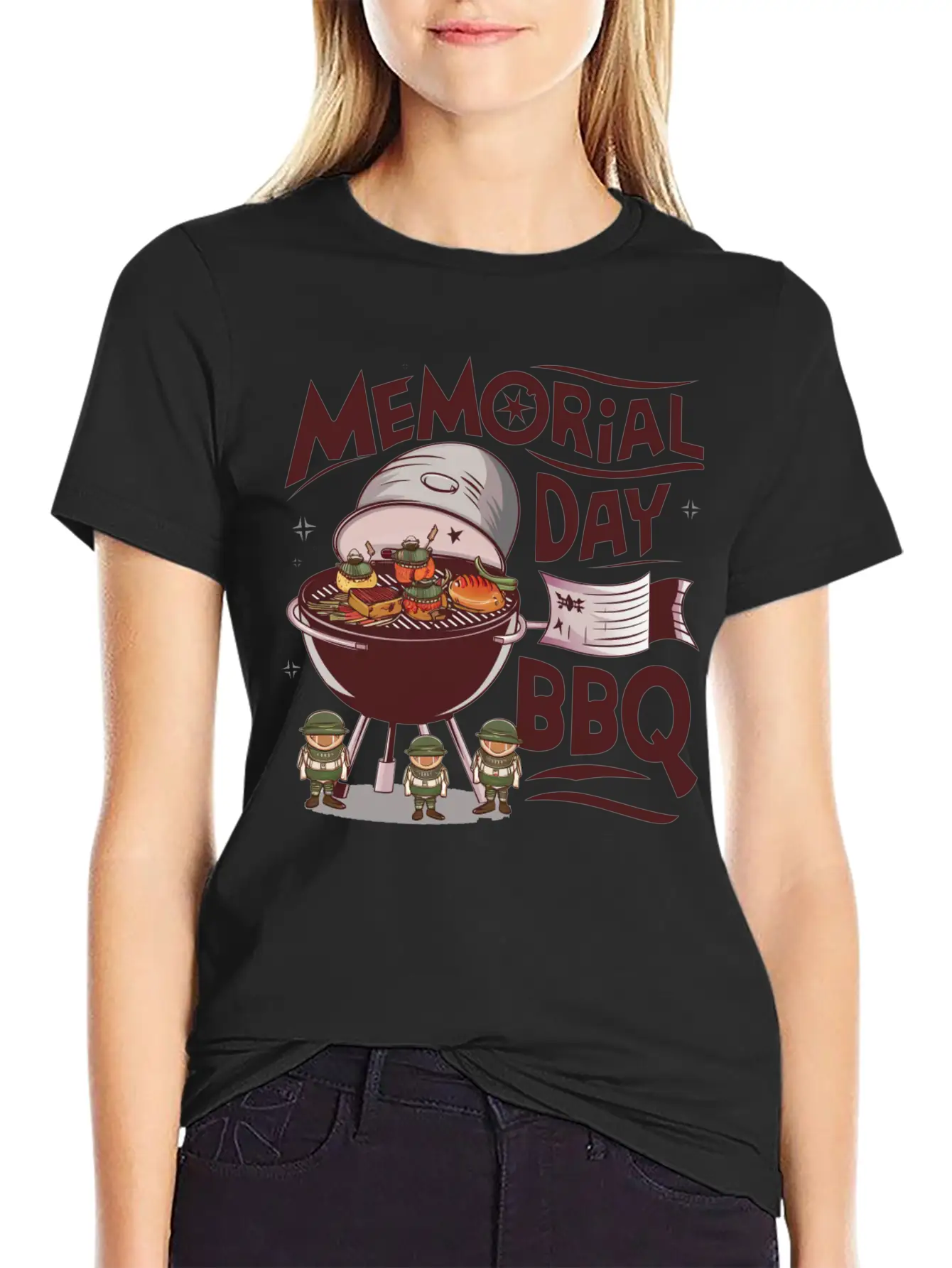 Solider Happy Memorial Day With Bbq Lightweight Cotton T-Shirt – Daily Comfort Graphic Shirt