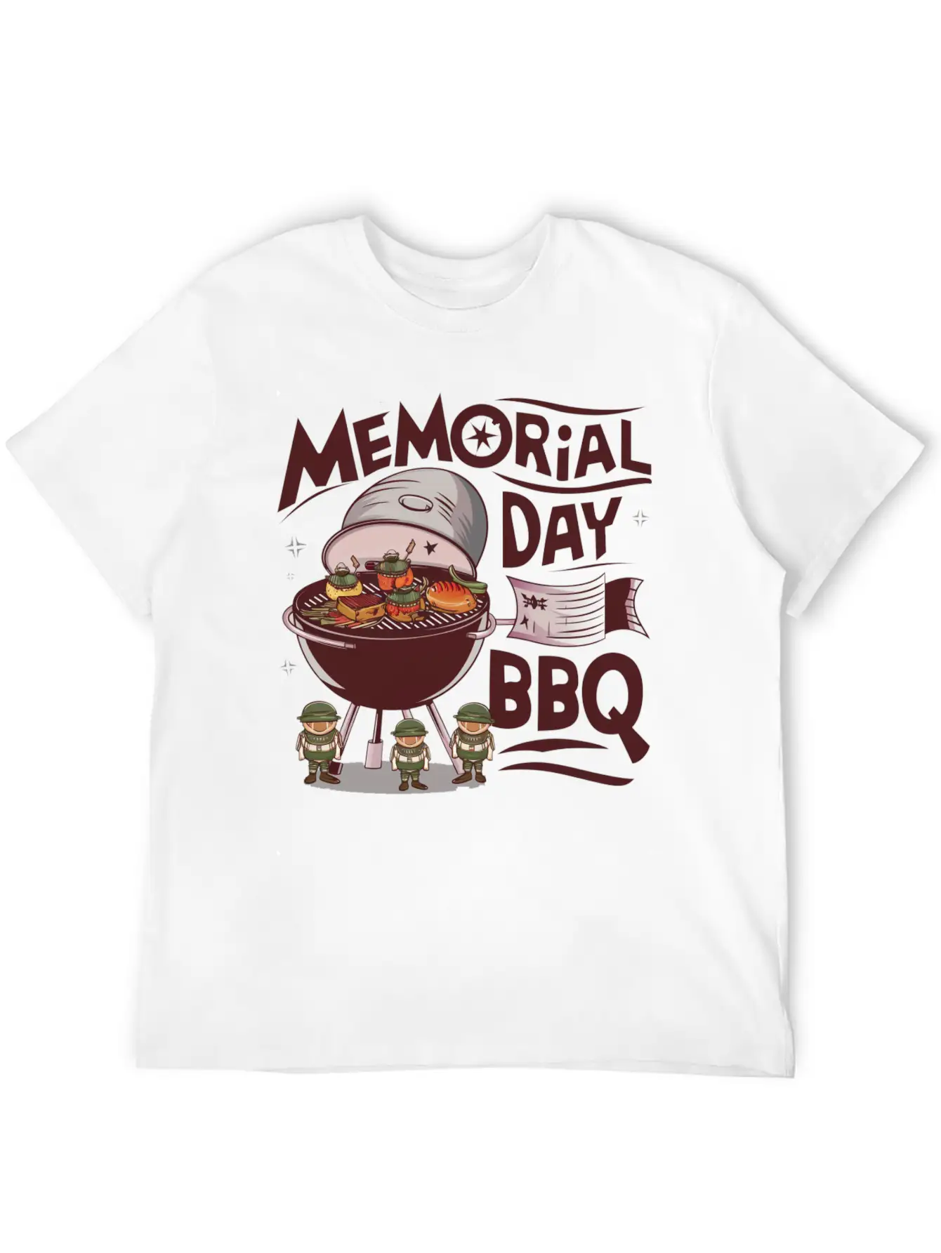 Solider Happy Memorial Day With Bbq Lightweight Cotton T-Shirt – Daily Comfort Graphic Shirt