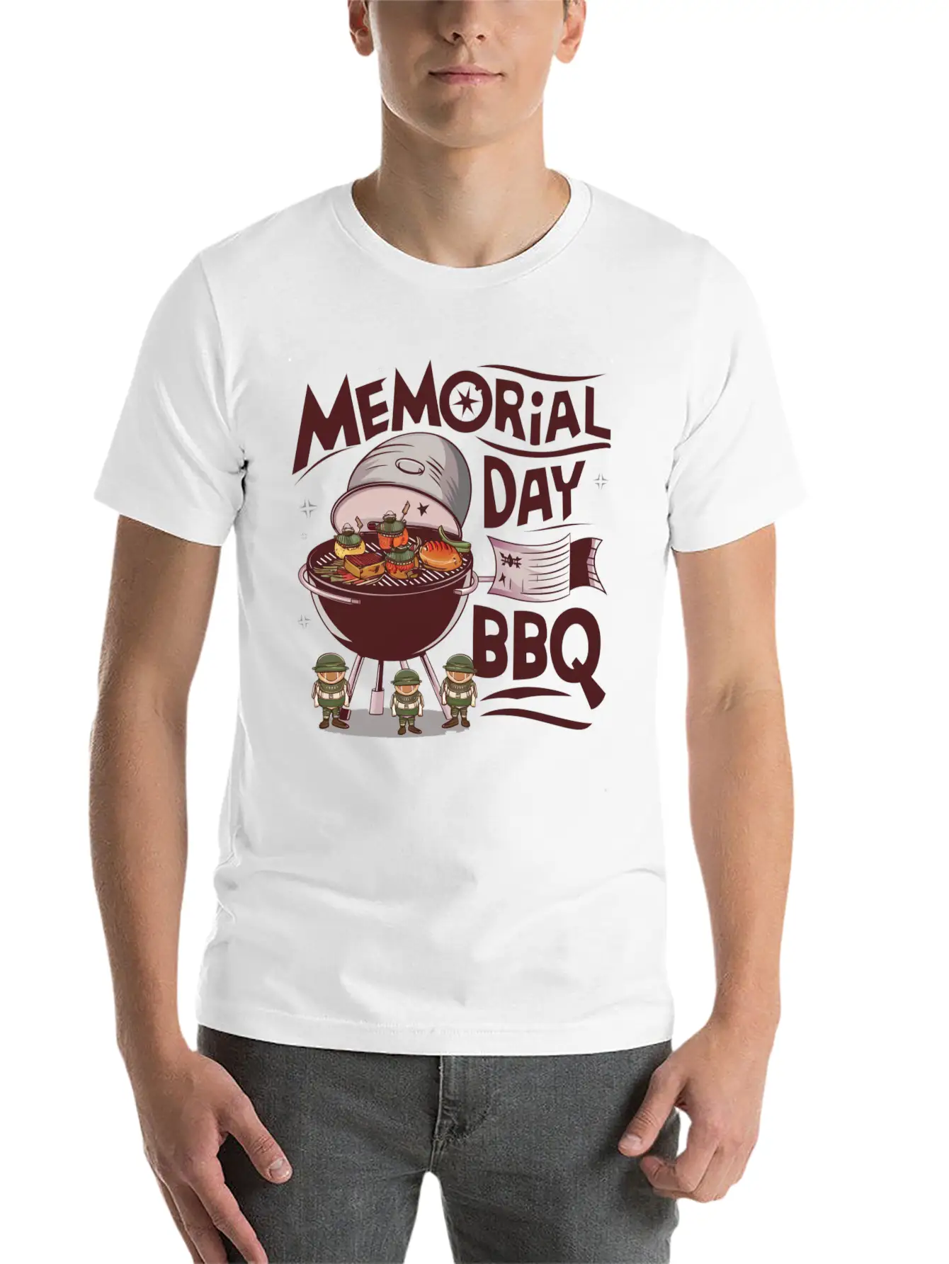 Solider Happy Memorial Day With Bbq Lightweight Cotton T-Shirt – Daily Comfort Graphic Shirt