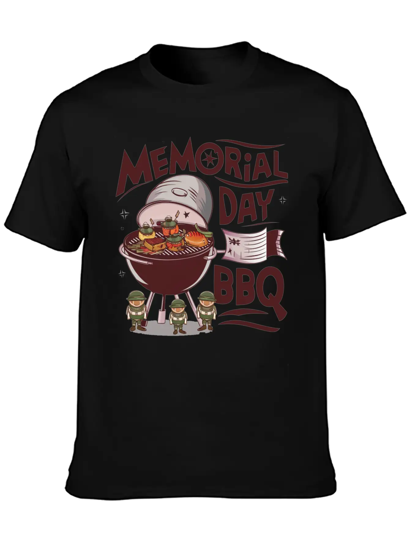 Solider Happy Memorial Day With Bbq Lightweight Cotton T-Shirt – Daily Comfort Graphic Shirt