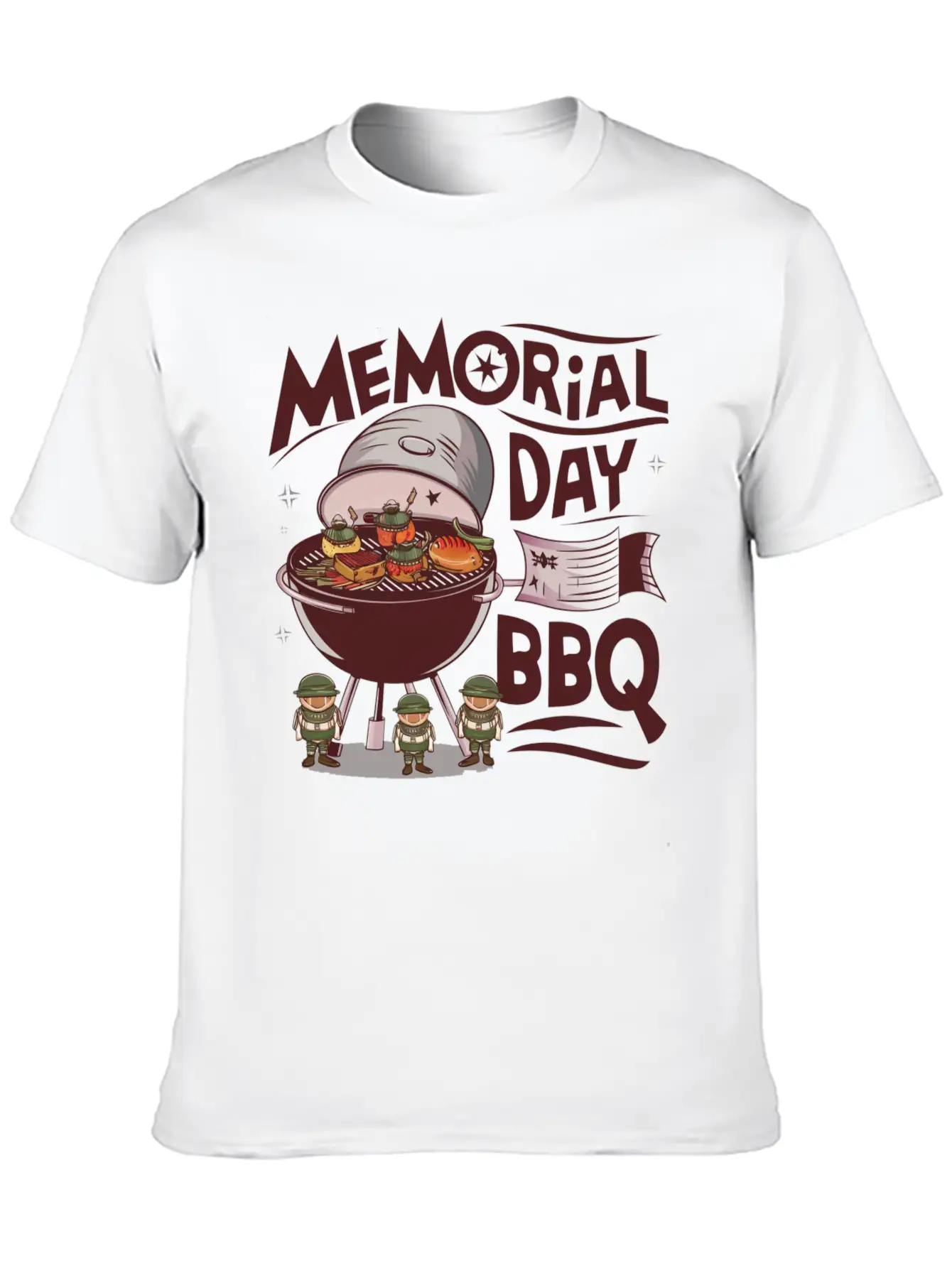 Solider Happy Memorial Day With Bbq Lightweight Cotton T-Shirt – Daily Comfort Graphic Shirt